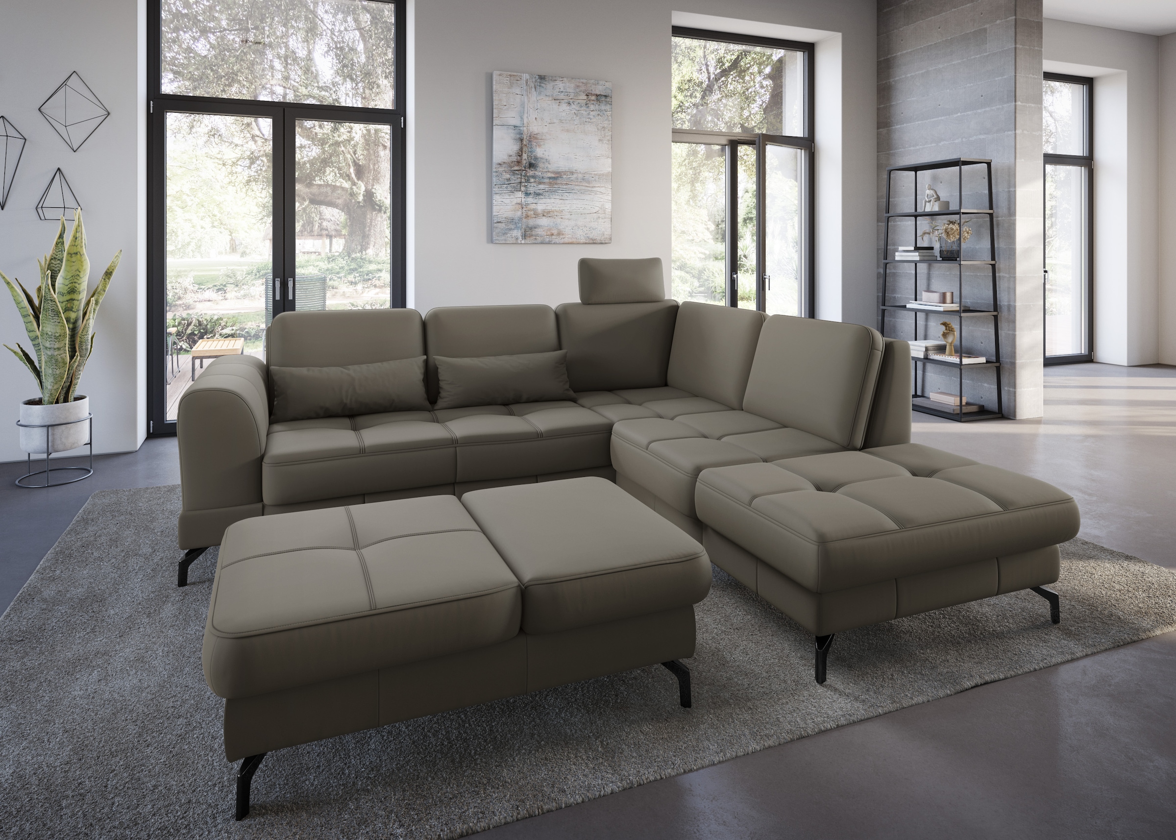 sit&more Ecksofa »Bendigo L-Form«, inklusive Sitztiefenverstellung, Bodenfreiheit 12 cm, in 2 Fußfarben