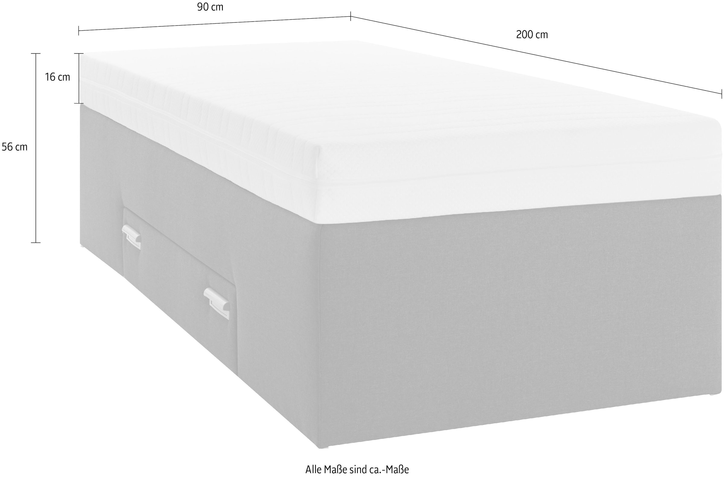 Westfalia Schlafkomfort Boxspringbett, mit integrierter Schublade, frei im Raum stellbar