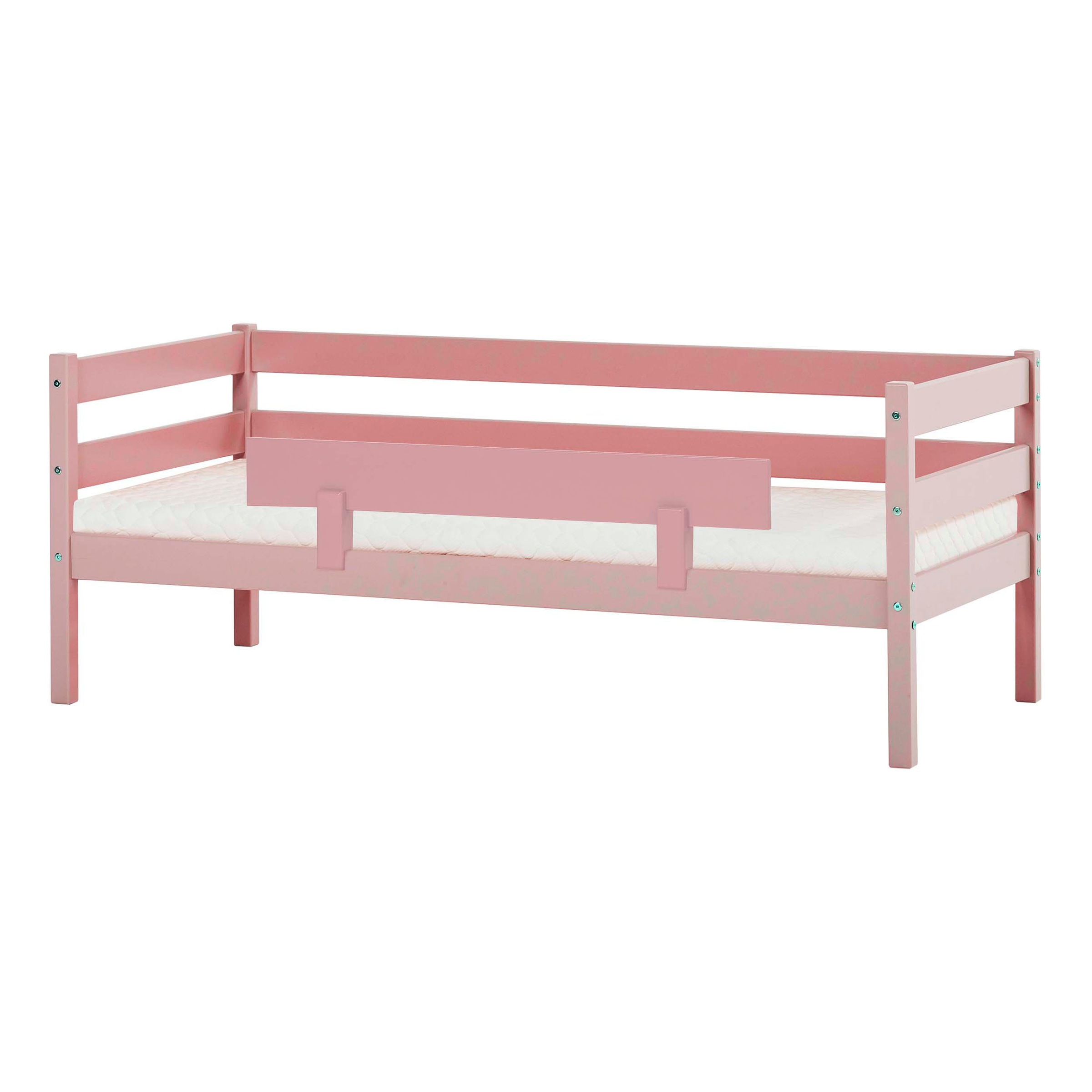 Einzelbett „ECO Comfort“, (Set), mit Rollrost in 8 Farben, wahlweise mit Matratze und Absturzsicherung, Pale Rose mit Kaltschaum-Matratze und Rausfallschutz