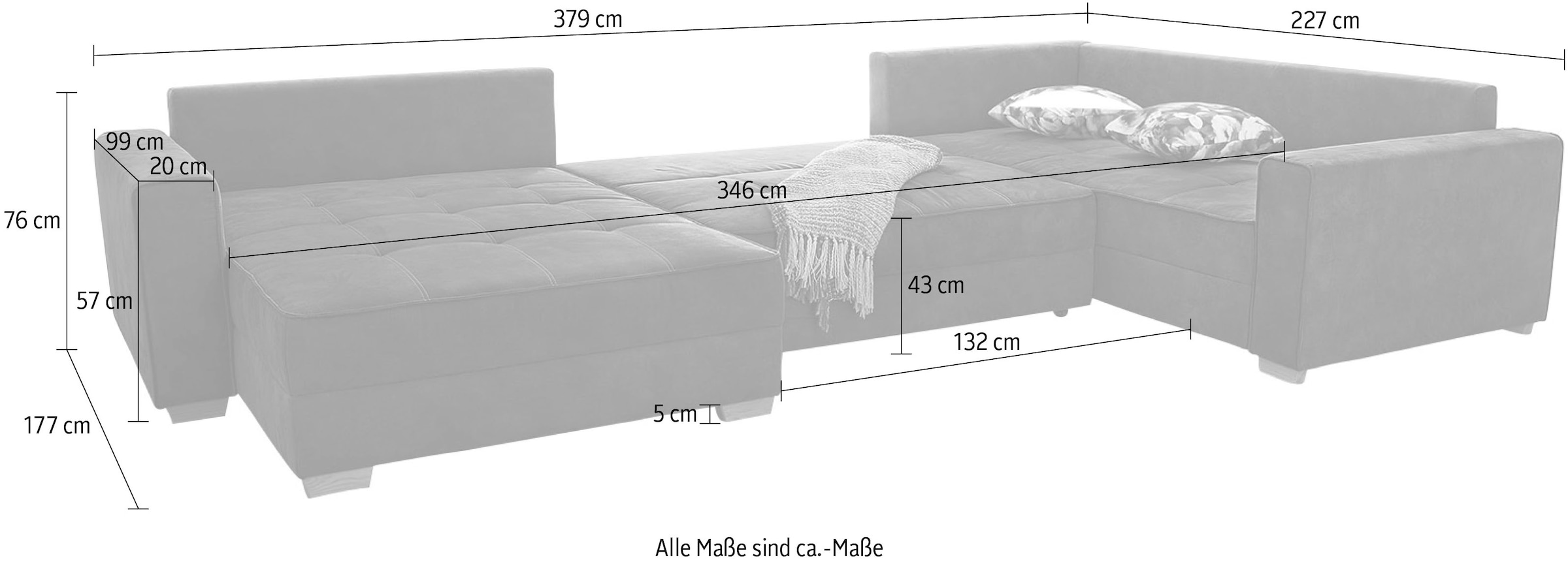 Jockenhöfer Gruppe Wohnlandschaft Brixen,  mit Bettfunktion, Bettkasten