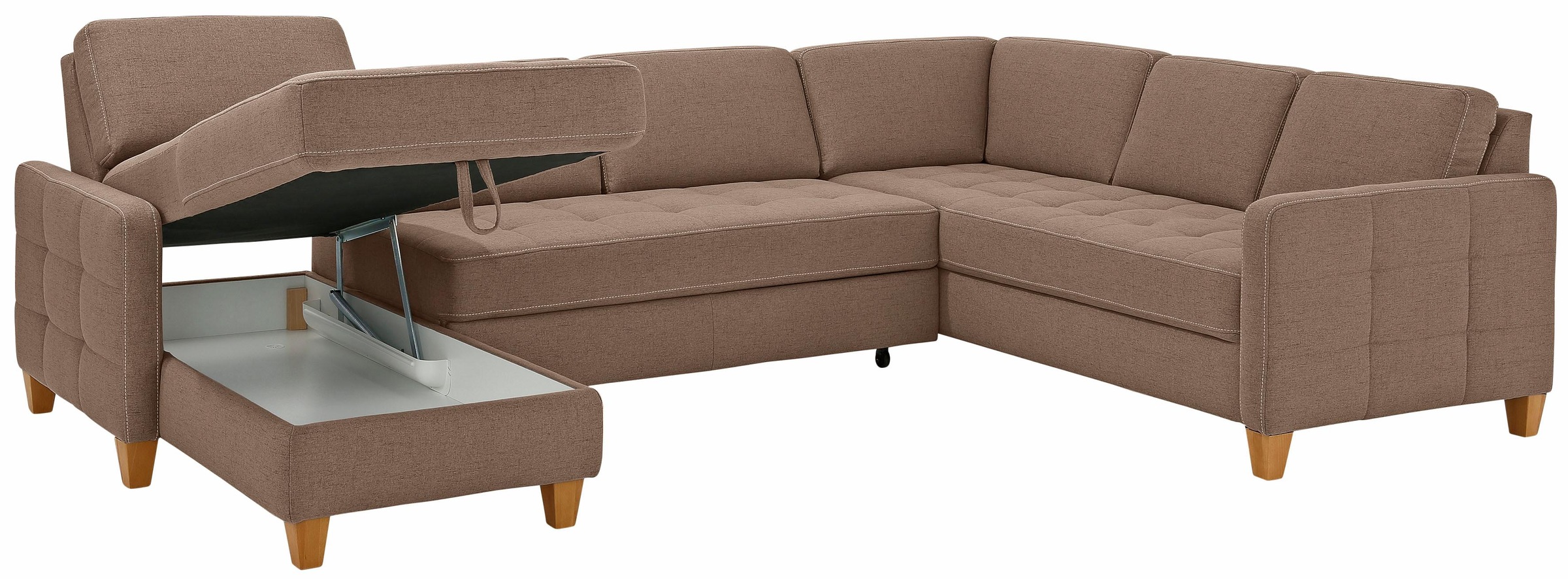 Home affaire Wohnlandschaft »Earl U-Form«, wahlweise auch mit Bettfunktion oder Bettfunktion mit Bettkasten