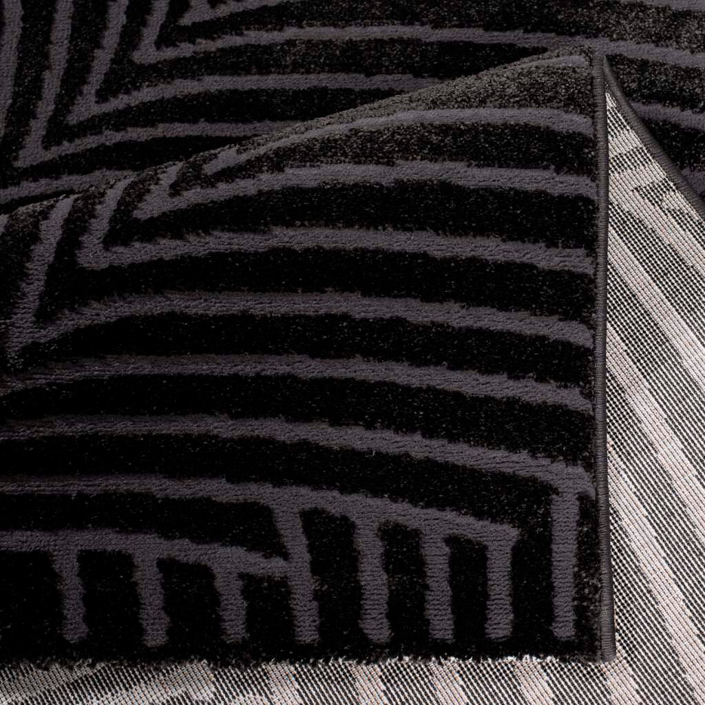 Carpet City Teppich »Friseé-Teppich FANCY 648«, rechteckig, 12 mm Höhe, Läufer, Kurzflor, 3D-Optik, Kreisförmiges Muster, Wohnzimmer