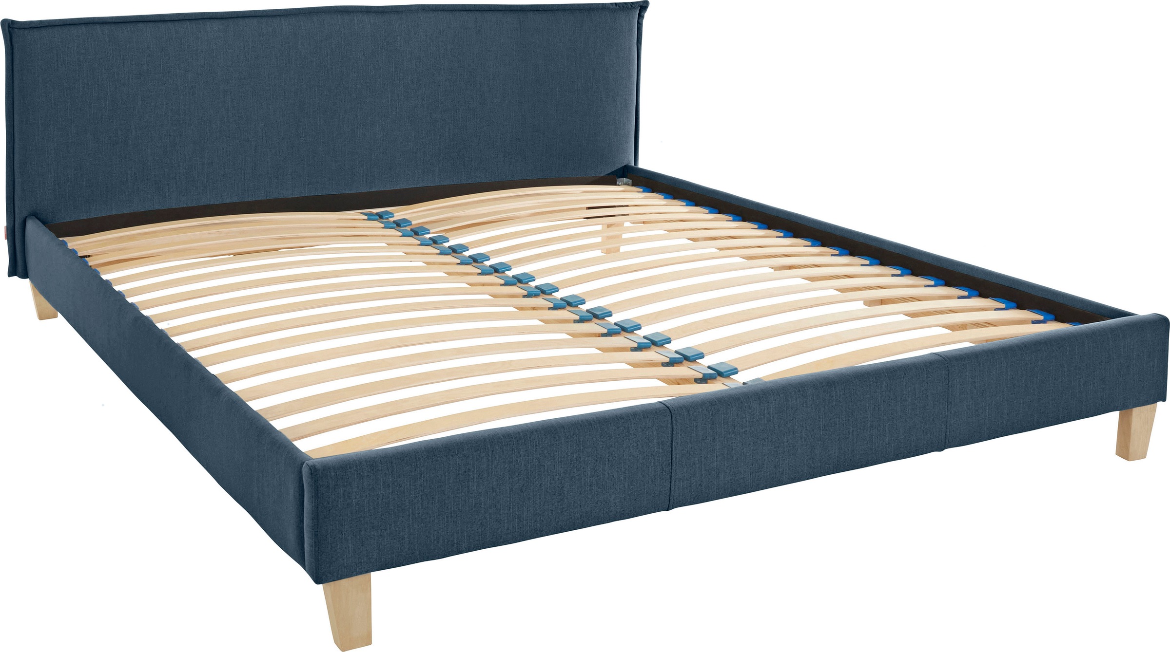 OTTO products Polsterbett »Heddi«, in 5 Breiten: von 90cm-200cm, Biese am Kopfteil, Strukturstoff