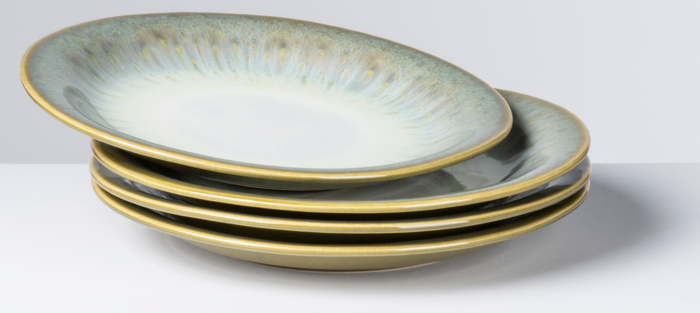 gipfelstück Dessertteller »Flussufer«, (Set, 4 St.), Reaktivglasur, außergewöhnlicher, visueller Farbverlauf, Ø 22 cm