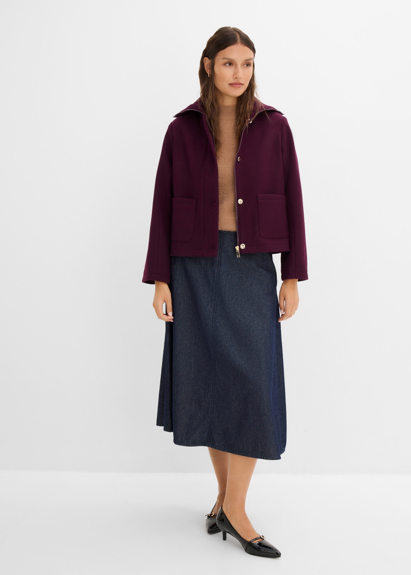 bonprix Jeansrock aus Baumwolle, mit eleganter Passform