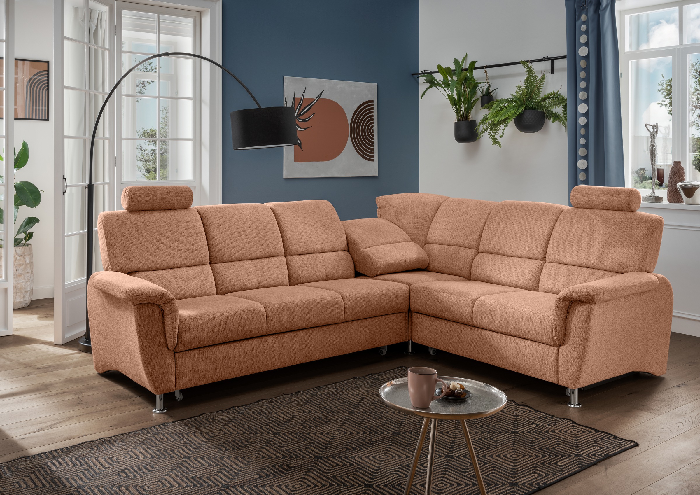Home affaire Ecksofa »Pisa L-Form, mit Schlaffunktion, Stauraum, 2x höhenve günstig online kaufen