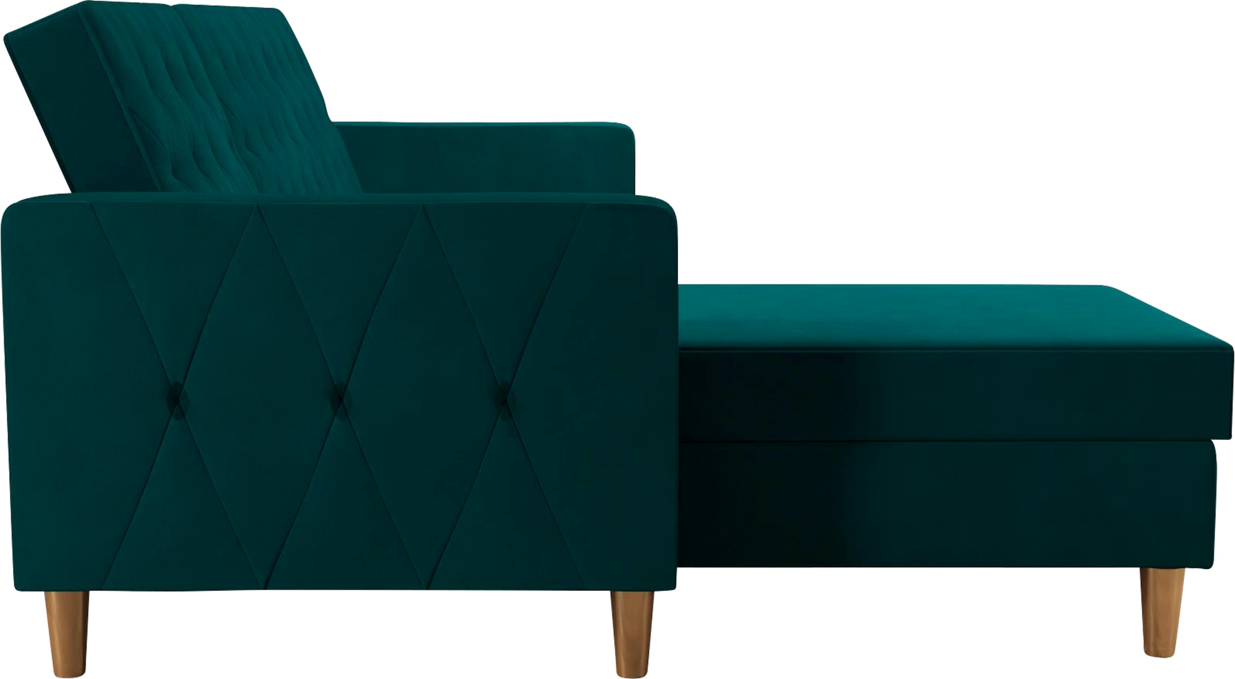 Cosmo Living Ecksofa »Liberty«, mit Schlafffunktion, Recamiere mit Stauraum beidseitig montierbar