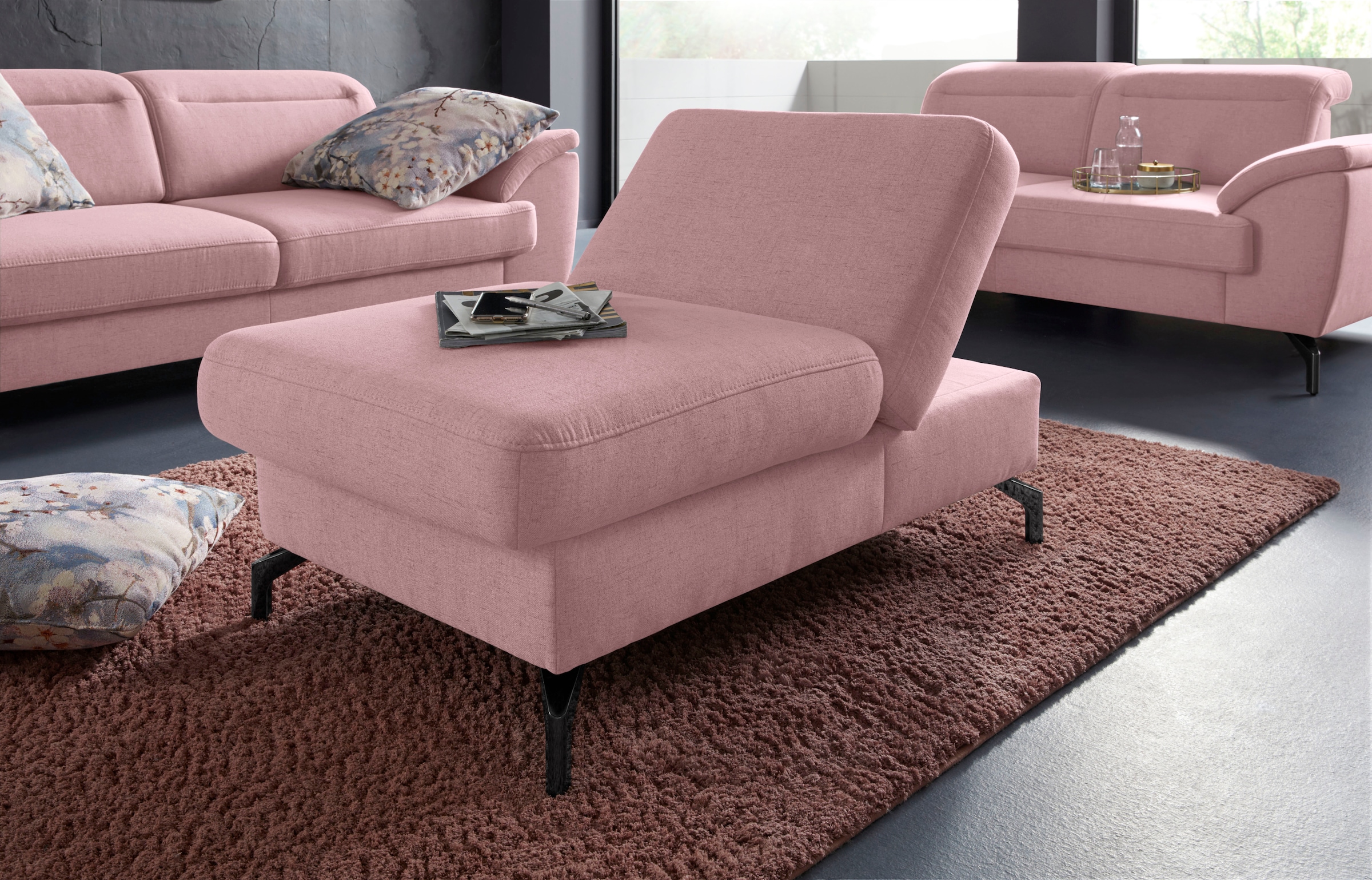 sit&more Hocker »Percy«, Fußhöhe 15cm, mit Klappfunktion, wahlweise in 2 Fußfarben