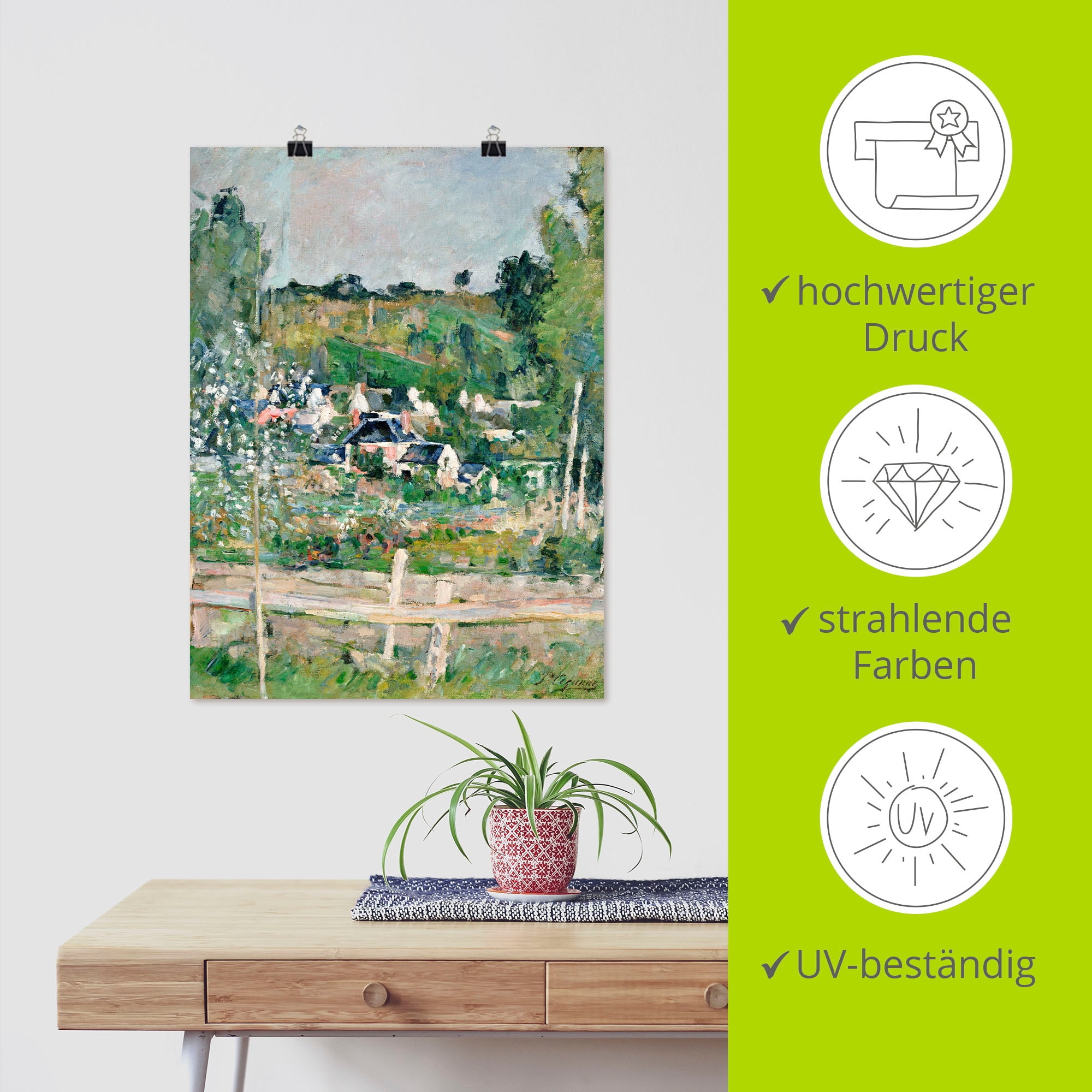 Artland Kunstdruck »Stillleben mit italienischer Fayence«, Garten, (1 St.), als Leinwandbild, Wandaufkleber oder Poster in versch. Größen