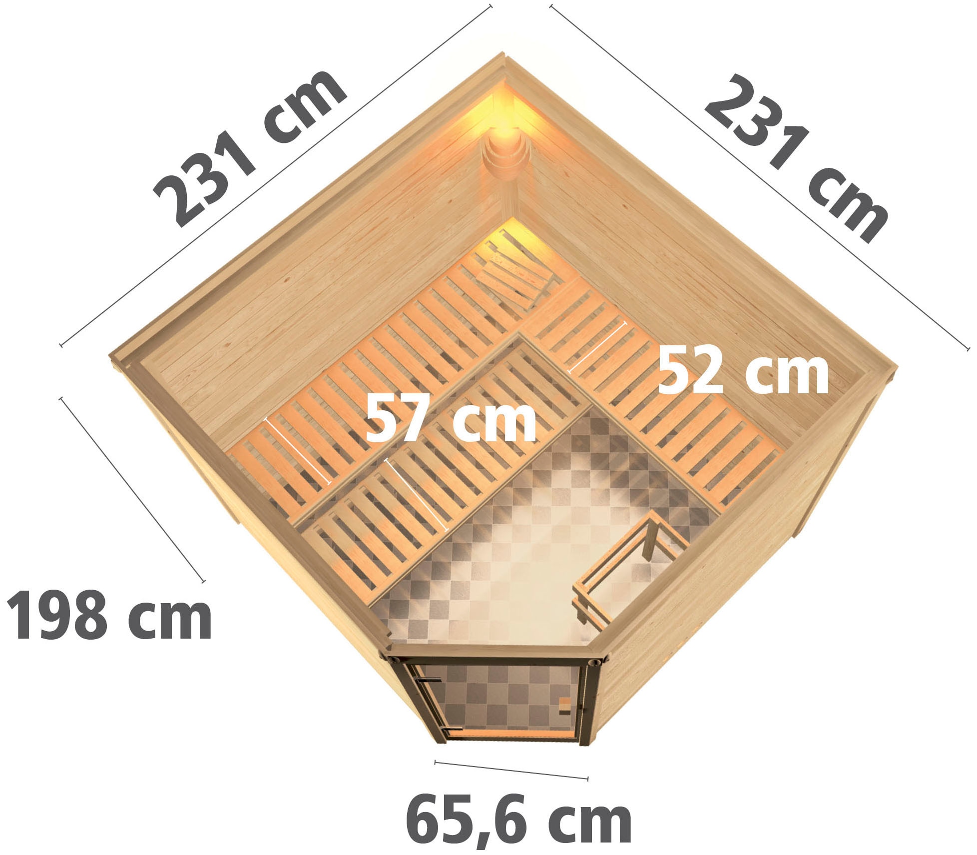Karibu Sauna »"Leona" mit Energiespartür naturbelassen«, aus hochwertiger nordischer Fichte