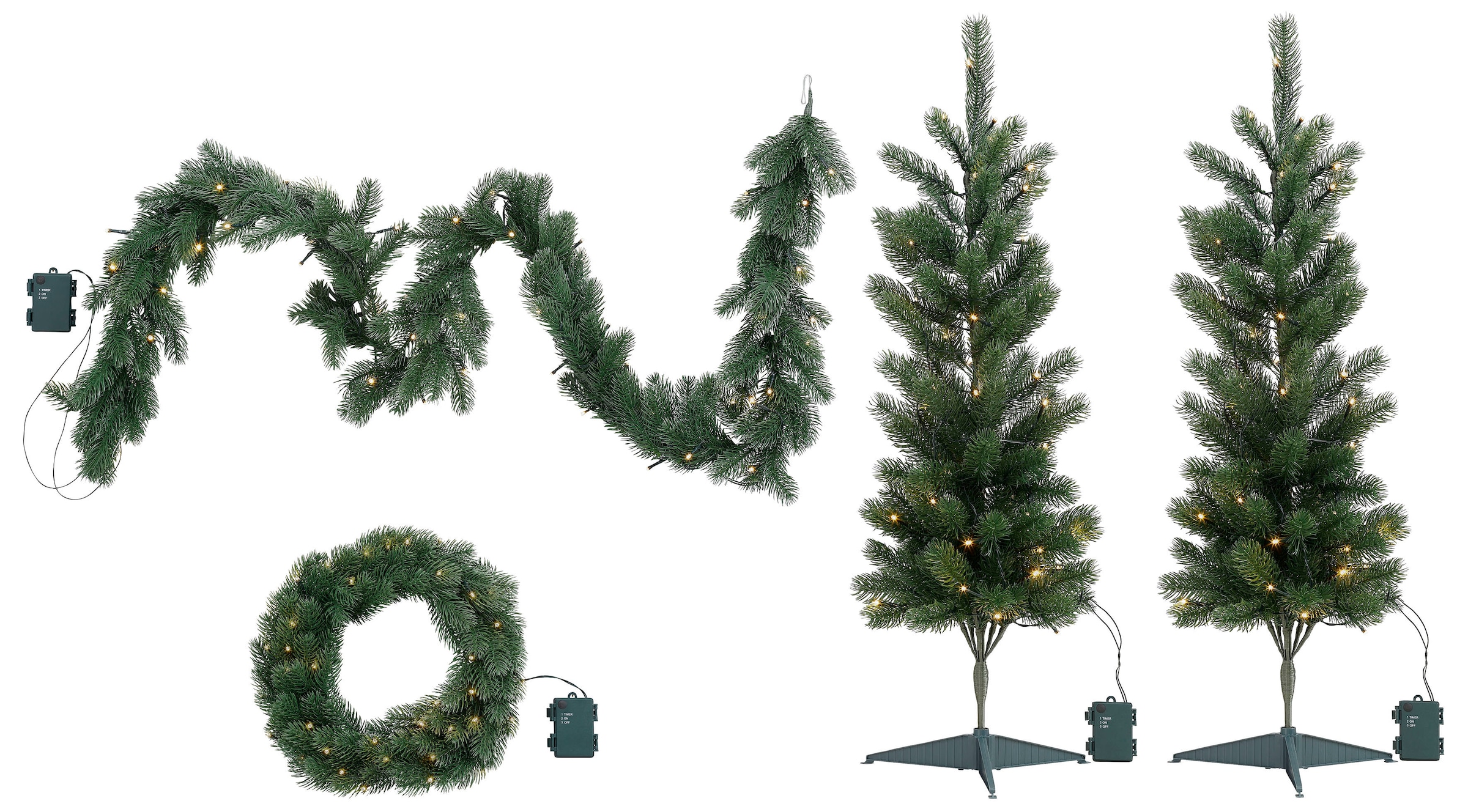 my home online 4-teiliges und mit Baum »Bennet«, Girlande Weihnachts-Set, Dekokranz LED bestellen
