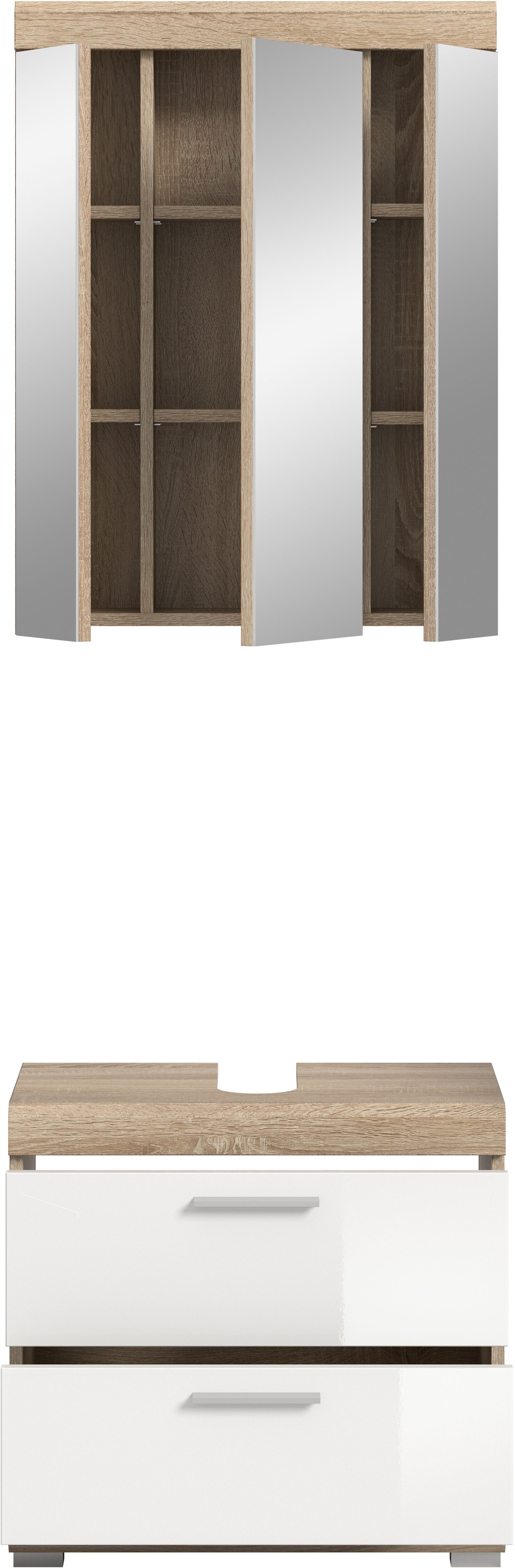 INOSIGN Badmöbel-Set »Siena, 2 tlg., bestehend aus: Waschbeckenunterschrank, Spiegelschrank«, (Set), in verschiedenen Farben erhältlich, Badmöbel, Kombination, Badezimmer