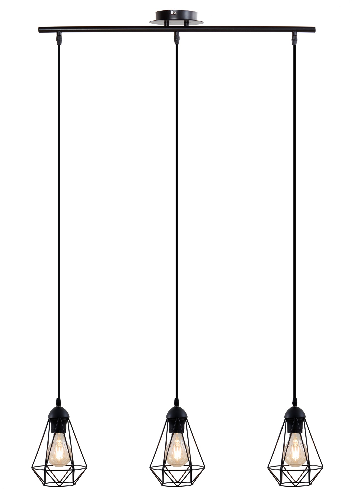 B.K.Licht LED E27 Draht, Retroleuchte, 3 Pendelleuchte, kaufen flammig-flammig, Hängelampe, schwarz, online Metall, Industriell