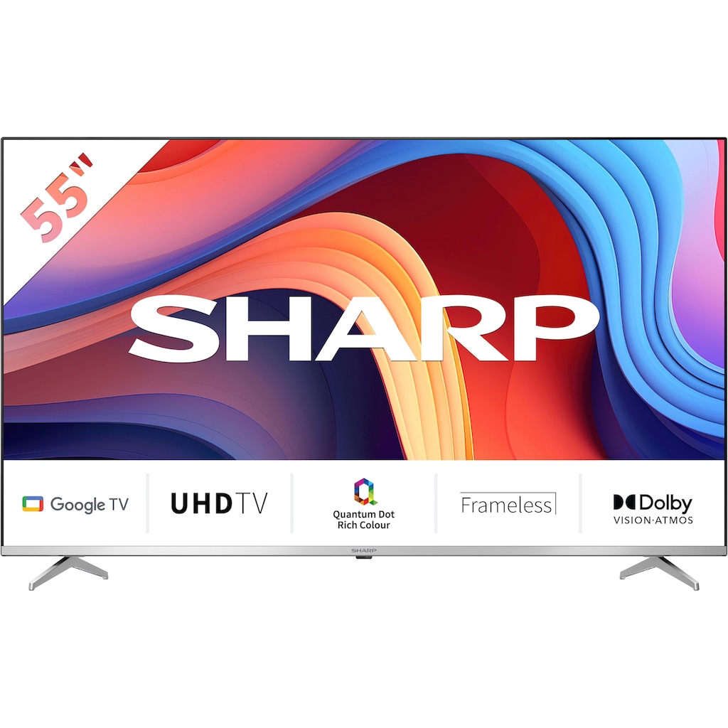 Sharp QLED-Fernseher »SHARP 55GP6260E Quantum Dot Google TV 139 cm (55 Zoll) 4K Ultra HD«, 139 cm/55 Zoll, 4K Ultra HD, Google TV-Smart-TV