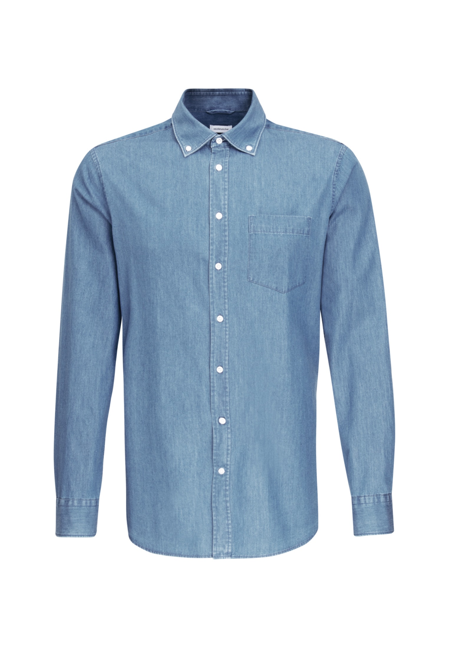 seidensticker Jeanshemd »Regular«, Regular Langarm Button-Down-Kragen Uni