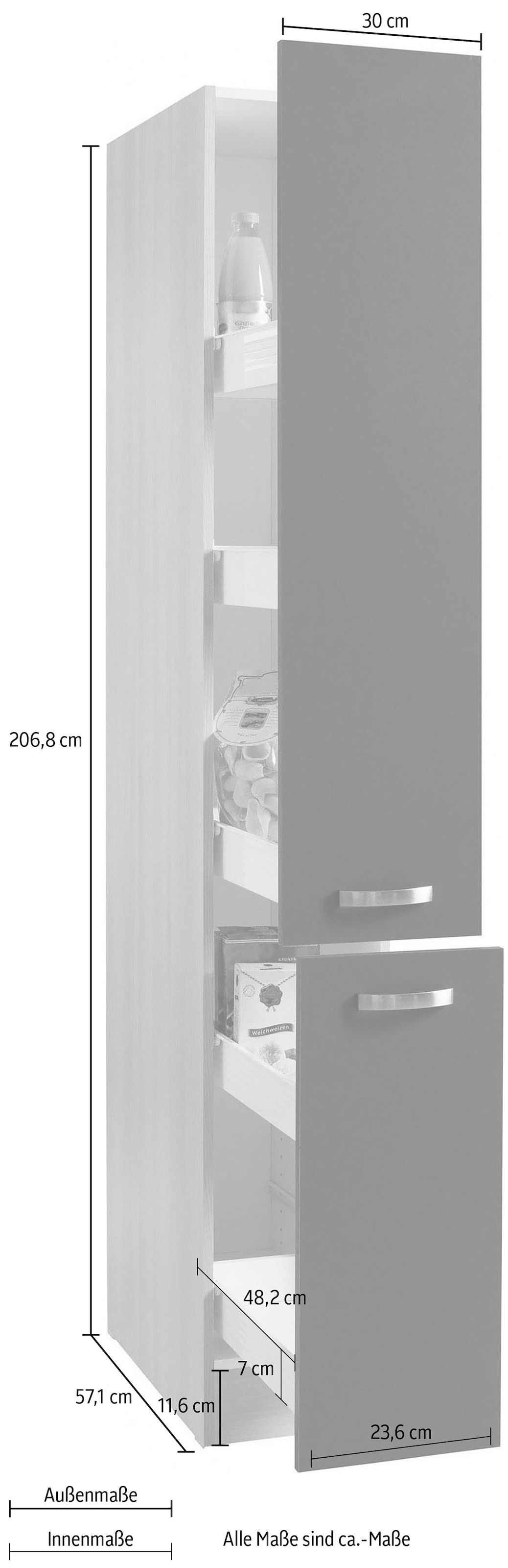 OPTIFIT Apothekerschrank »Faro«, 2 Auszüge, Metallgriffe, Breite 30 cm auf  Raten kaufen | Apothekerschränke