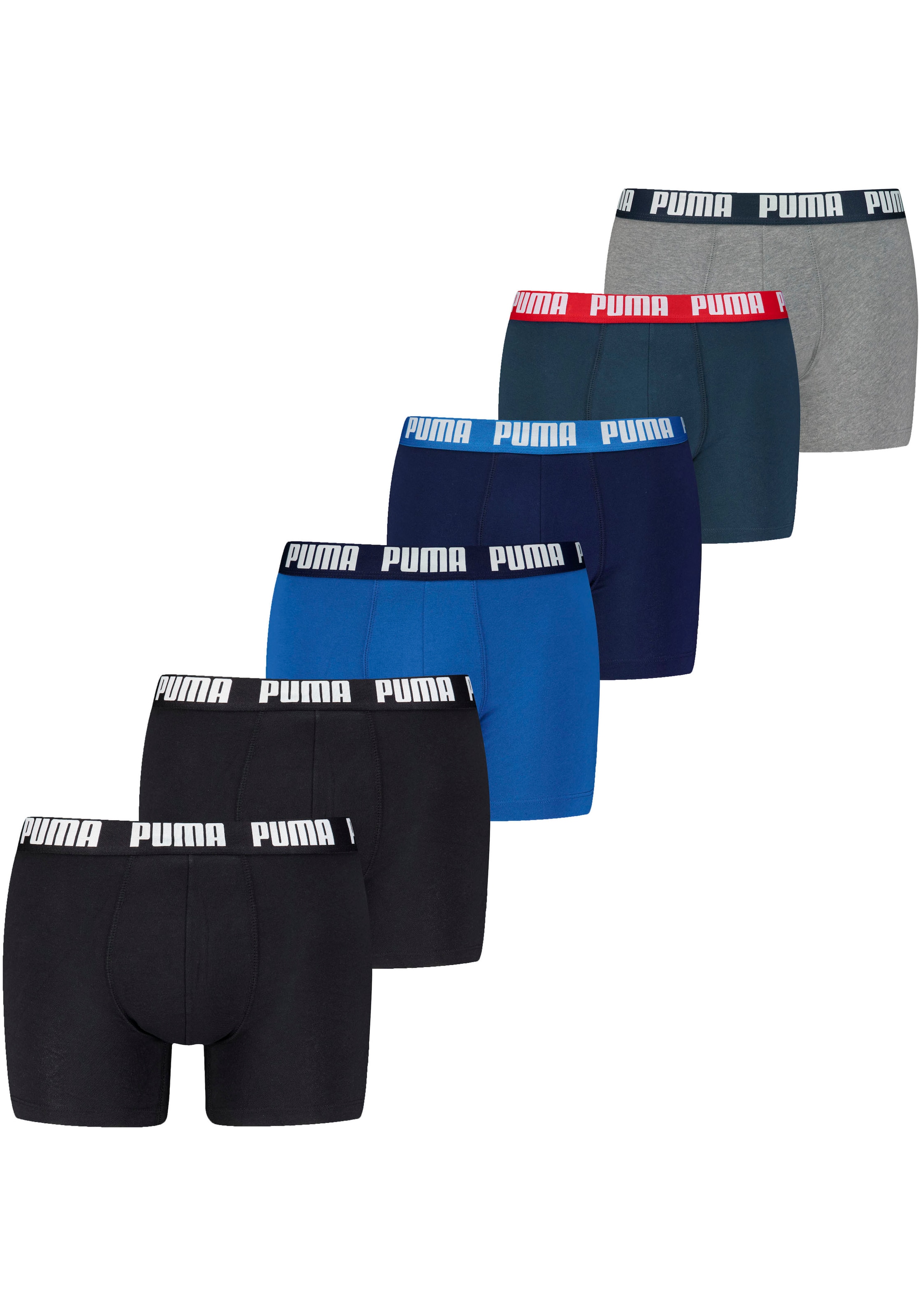 PUMA Boxershorts »PUMA MEN EVERYDAY BOXER 6P ECOM«, (6er Pack), Elastischer Logobund, Stretchmaterial, ohne Eingriff
