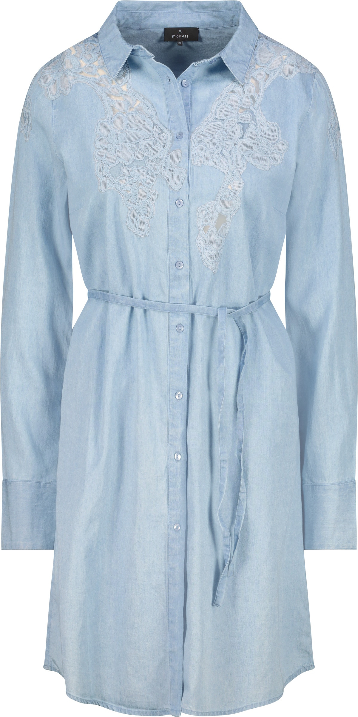 Monari Jeanskleid Eingrifftaschen mit Bindegürtel