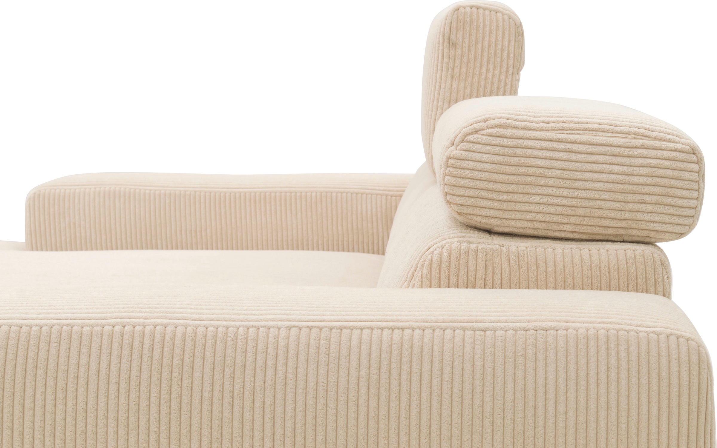DOMO collection Ecksofa »Brandon B/T: 214/100 cm, belastbar bis 140kg/ Sitz, L-Form«, Cord, creme