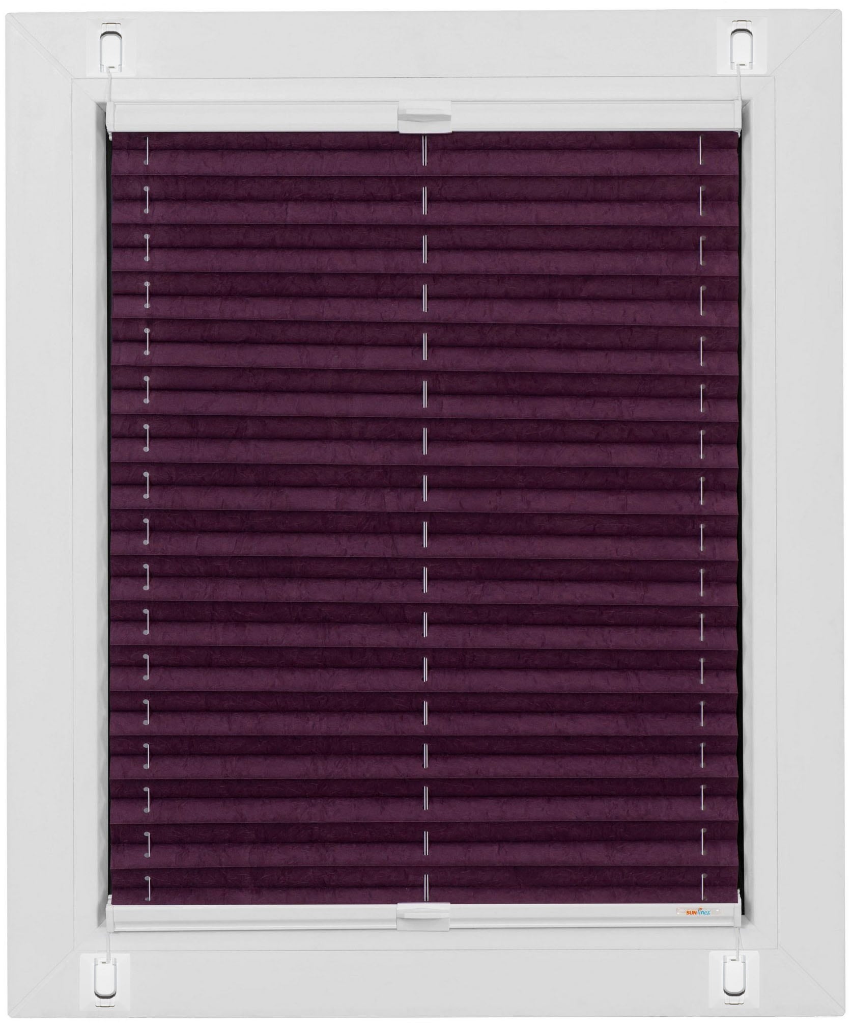 SUNLINES Plissee »Start-up Style Crush« blickdicht ohne Bohren verspannt geklebt mit Gelenkklebeplatte brombeere Obermaterial: 100% Polyester 65 cm
