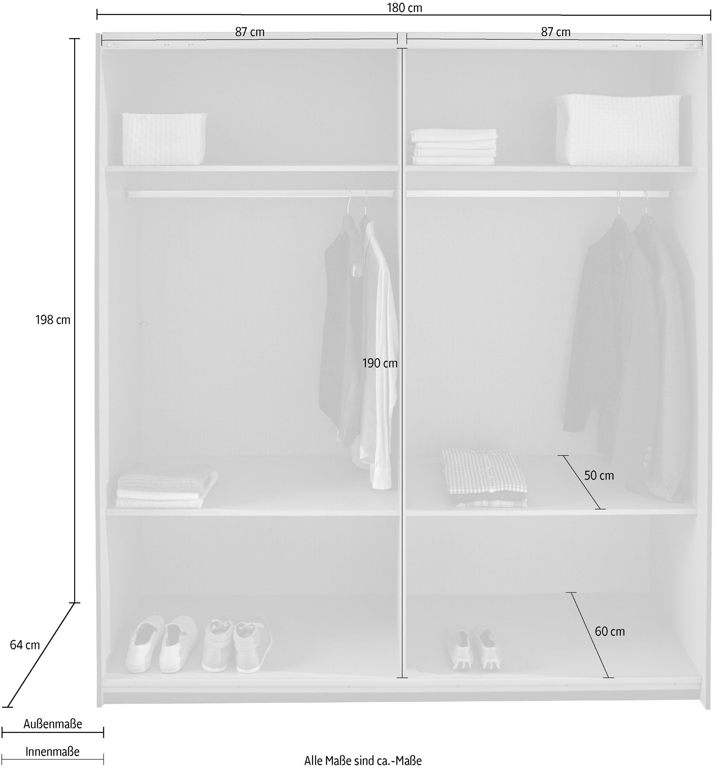 Wimex Schwebetürenschrank »Altona«, mit Glaselementen und zusätzlichen Einlegeböden