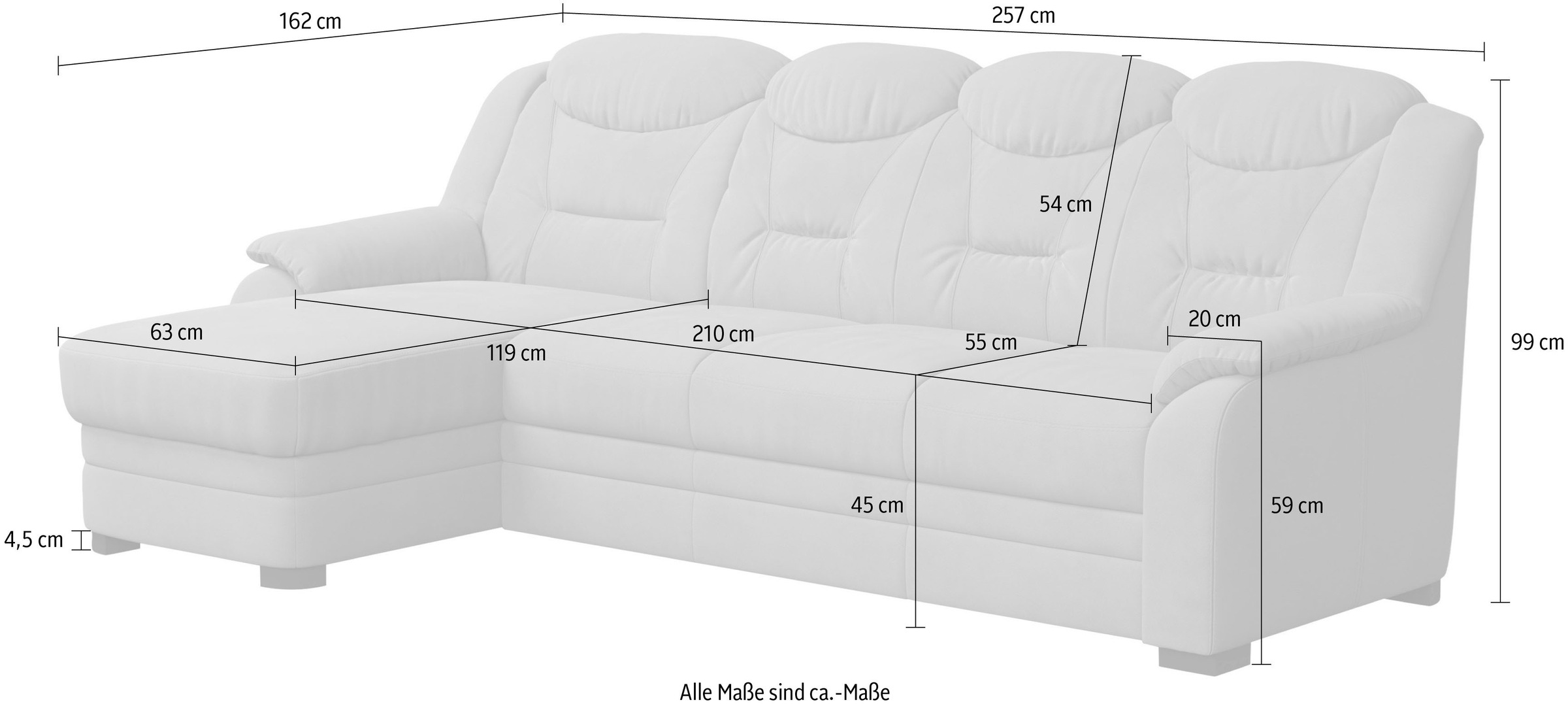 COTTA Ecksofa »Marcus L-Form«, wahlweise mit Bettfunktion