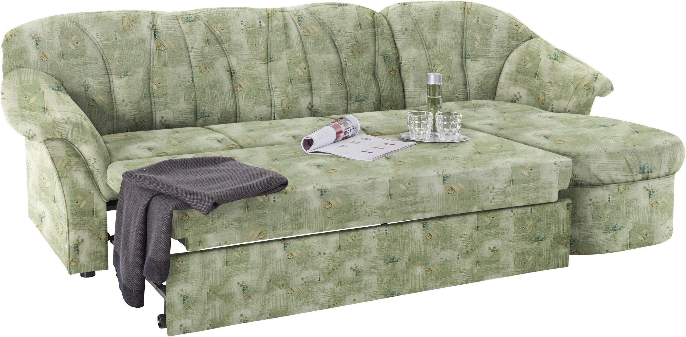 DOMO collection Ecksofa »Pegnitz, elegante Rückensteppung, kompakte Stellmaße 238/141cm, L-Form«, wahlweise mit Bettfunktion