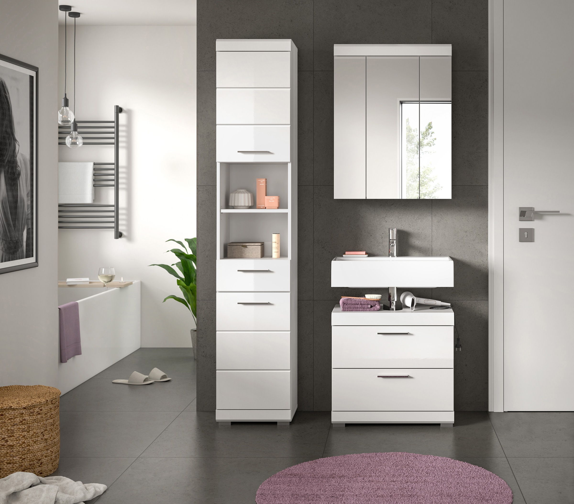 INOSIGN Badmöbel-Set »Siena, 3 teilig, bestehend aus:«, (Set), Hochschrank, günstig online kaufen