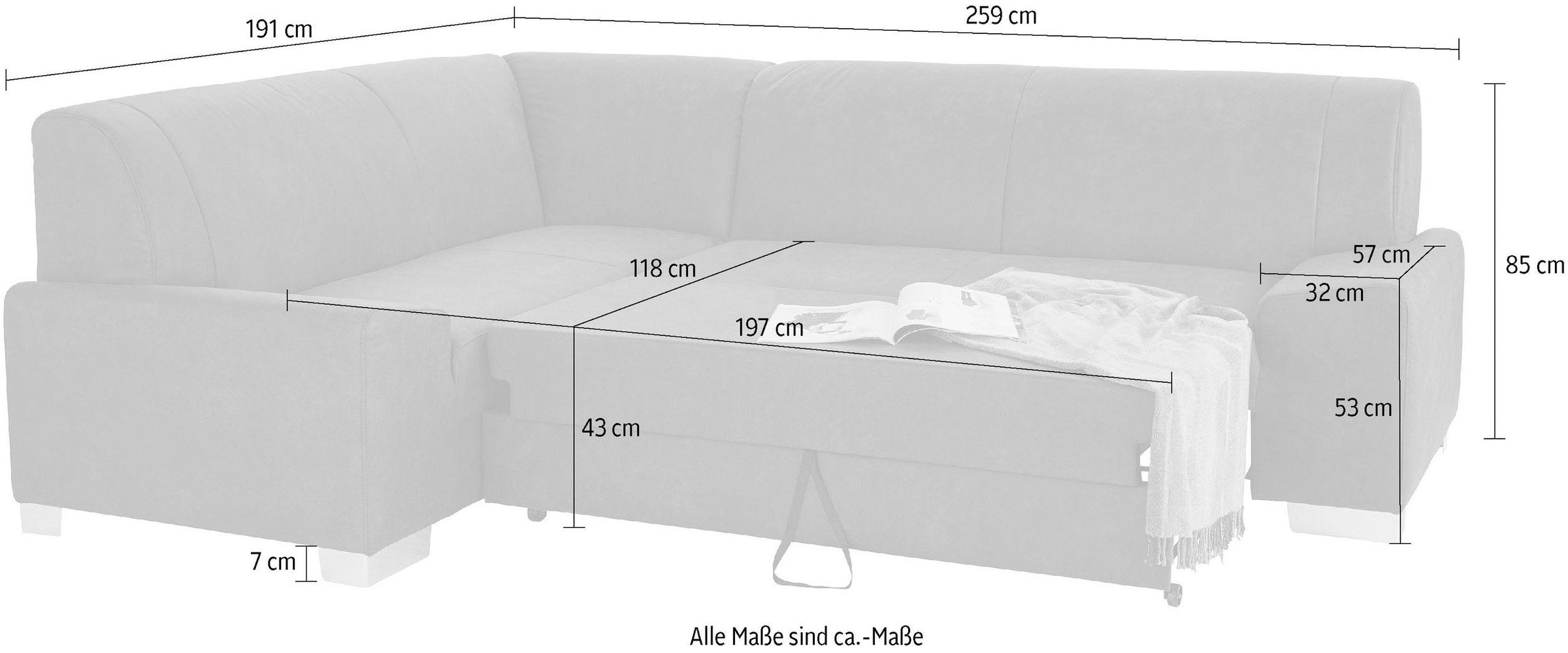 DOMO collection Ecksofa »Anzio in kubischer Formensprache, flache Armlehnen, L-Form«, Wahlweise mit Bettfunktion und Federkern für hohen Sitzkomfort
