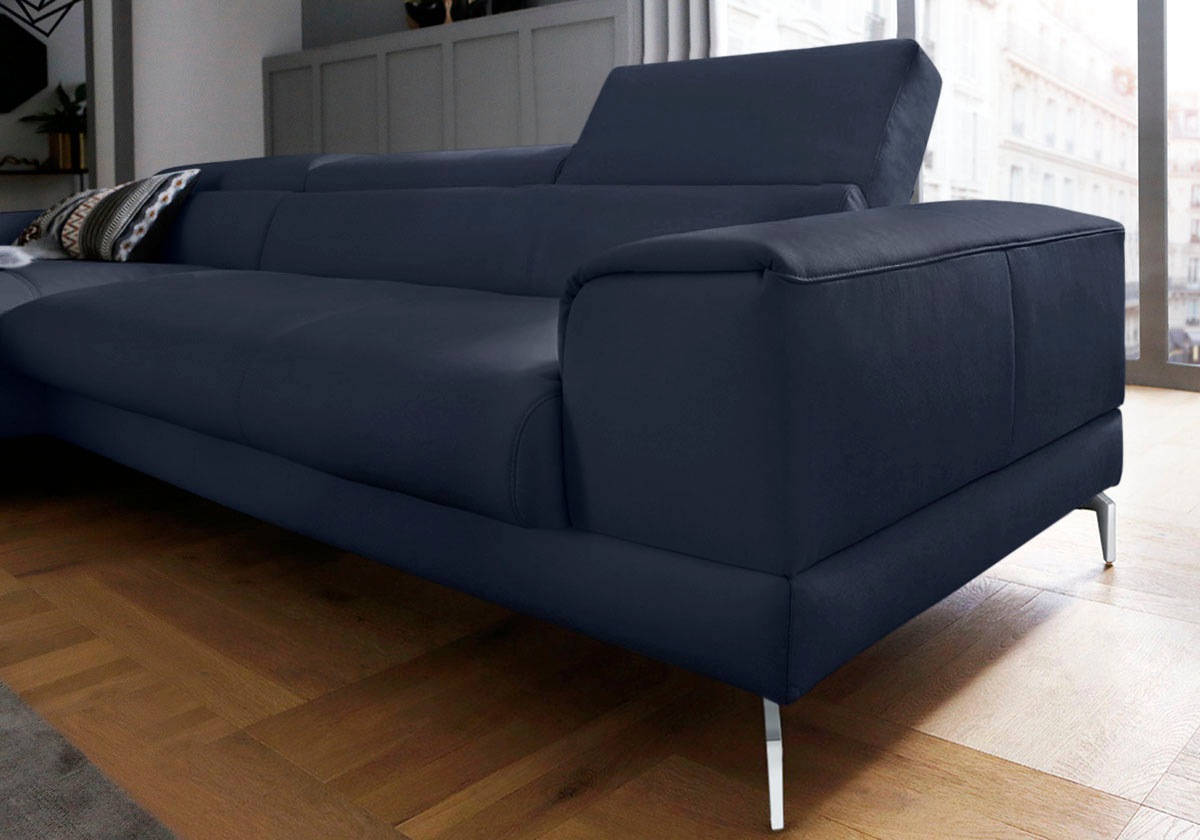 W.SCHILLIG Ecksofa »piedroo, Designsofa mit tollem Sitzkomfort, elegant und bequem, L-Form«, Kopfteilverstellung, wahlweise mit Sitztiefenverstellung, Breite 343cm