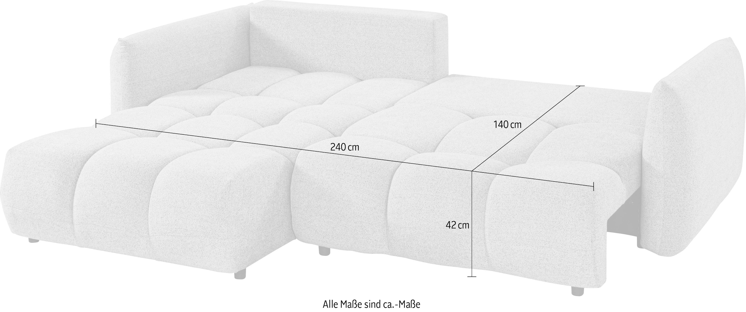 exxpo - sofa fashion Ecksofa »Livonia, B/T: 260/187, modern & praktisch für kleine Räume« Mit Bettfunktion & Bettkasten,hoher Sitzkomfort,inkl. Steppung, L-Form