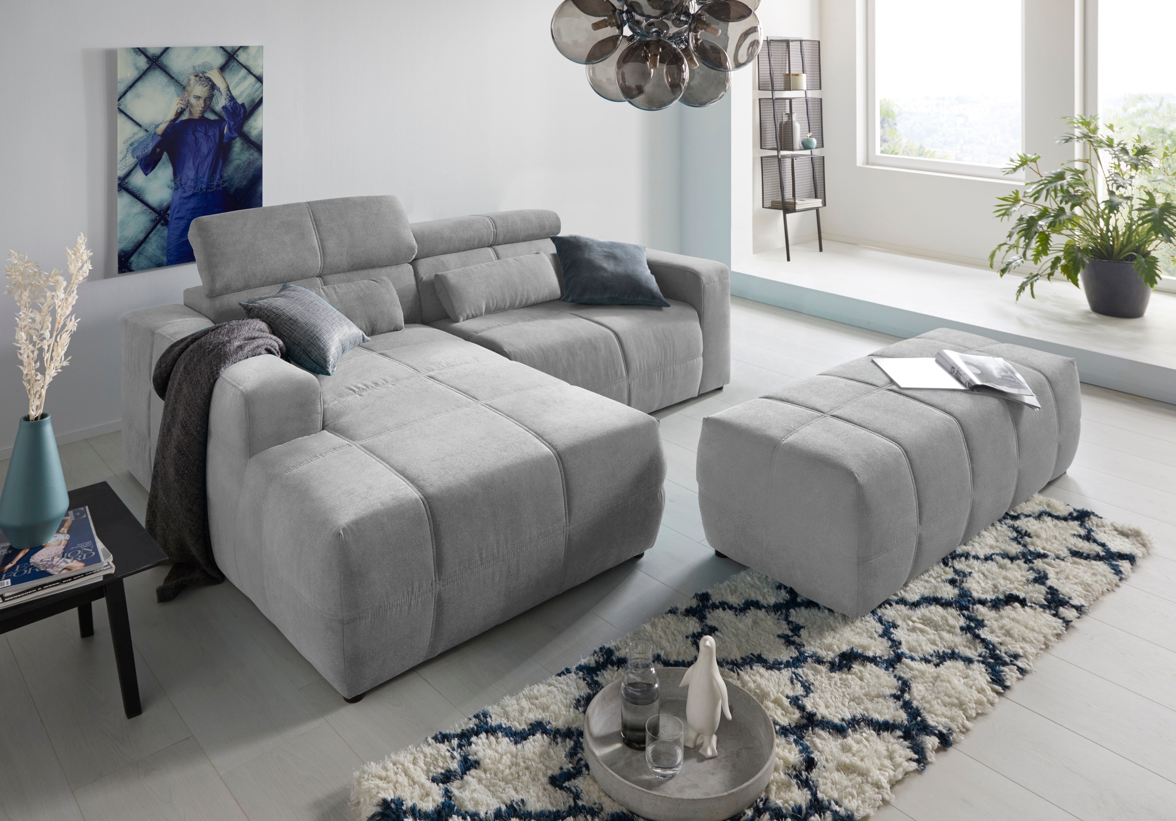 DOMO collection Ecksofa »Brandon, inkl. Kopfteilverstellung, B/T/H: 214/100 günstig online kaufen