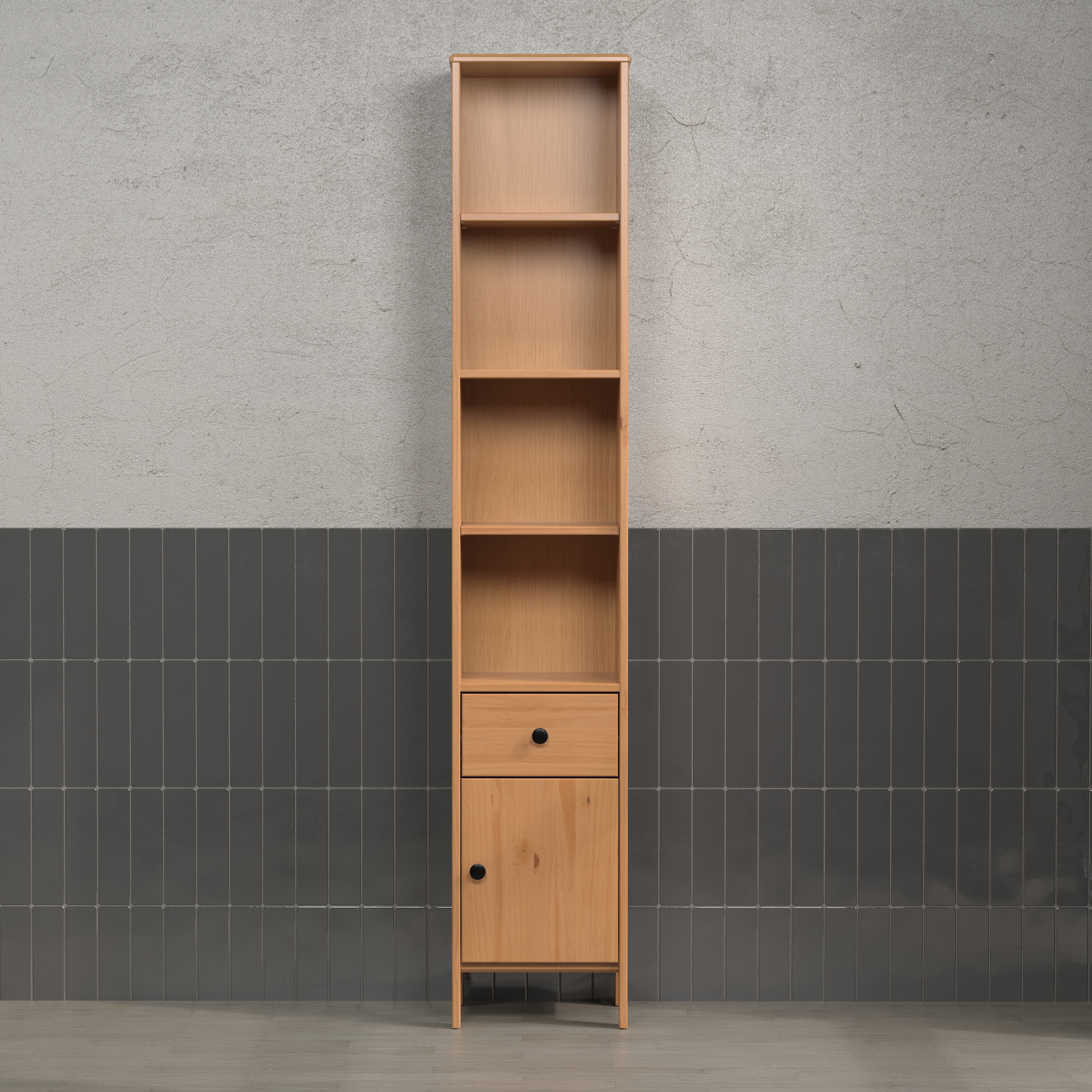 welltime Hochschrank »Kall« 1 Stk. tlg. Badschrank aus Kiefer-Massivholz mit Schublade - (B/T/H) 35/33/188 cm