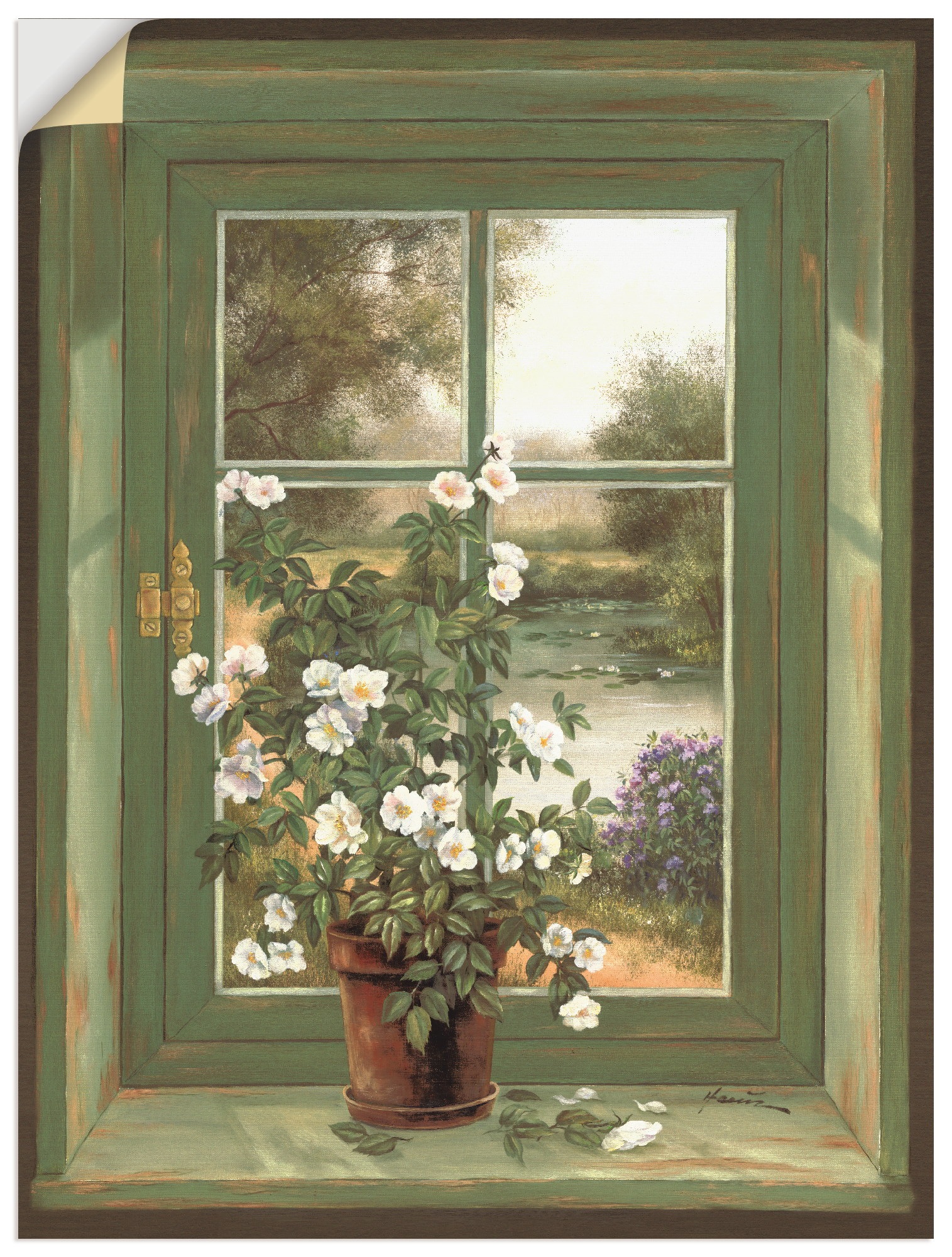 Artland Wandbild »Wildrosen am Fenster«, Alubild, in versch. Leinwandbild, kaufen Raten Arrangements, Poster als Wandaufkleber St.), (1 oder auf Größen