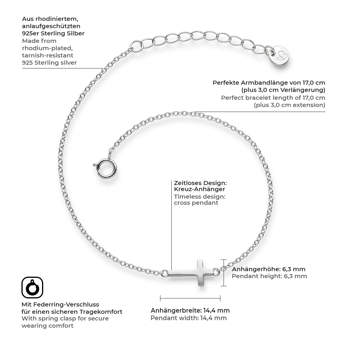 Glanzstücke München Gliederarmband »X945«, (1 tlg.), aus Sterling Silber