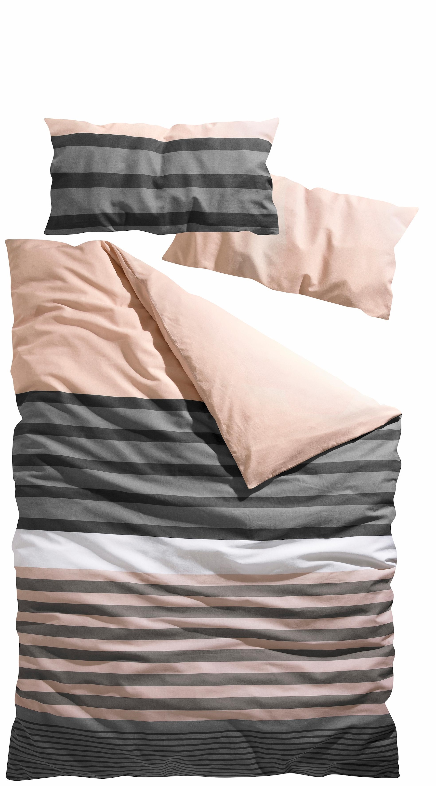 H.I.S Bettwäsche »Majoran«, im Streifen Design, 100% Baumwolle, Bettwäsche in Größe 135x200, 155x220 und 200x200 cm, Bettwäsche-Set in Linon oder Biber-Qualität. Mit Knöpfen