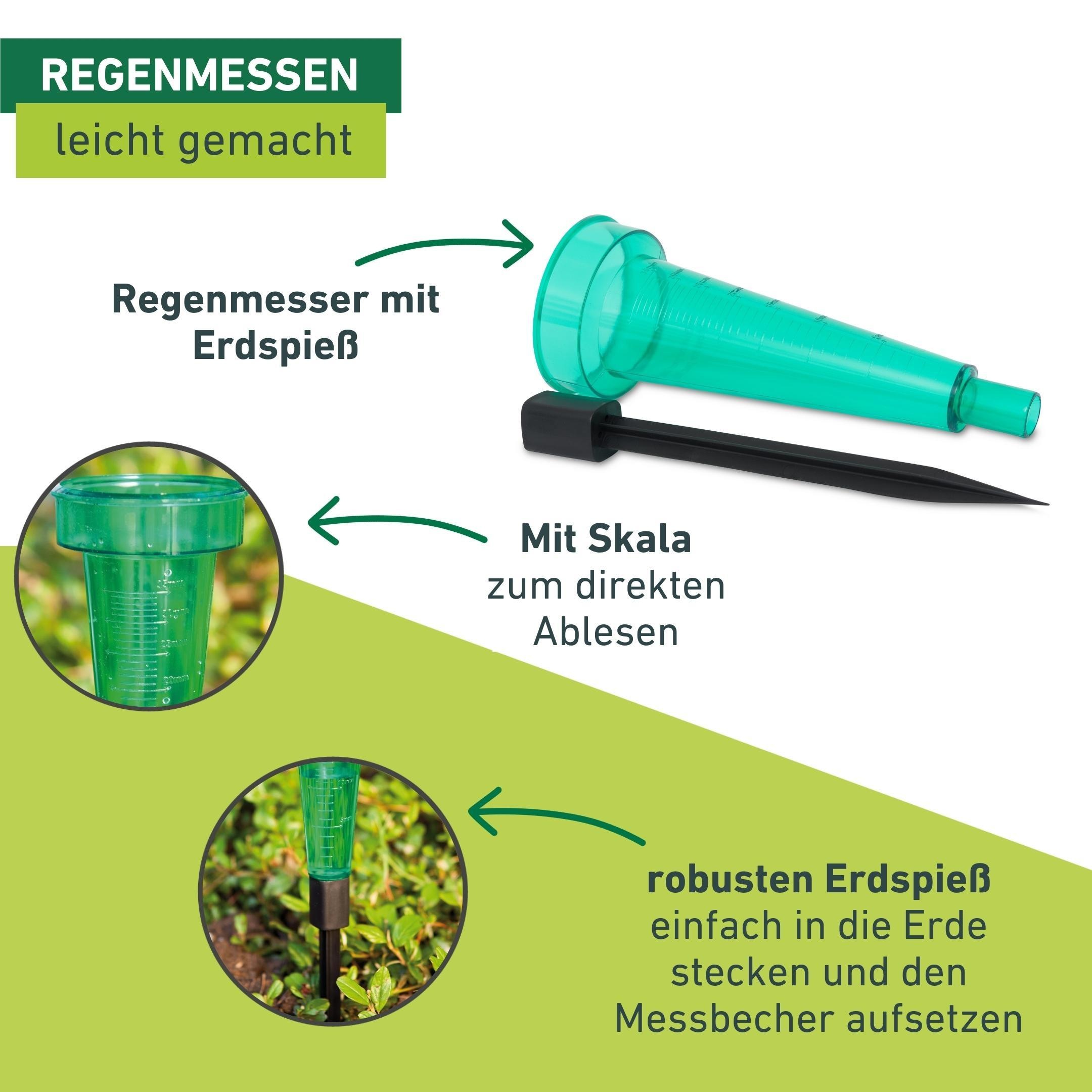 Windhager Regenmesser »mit Erdspieß, Niederschlagsmesser« () für Rasenaussaat, Blumen- oder Gemüsebeet, 22 cm, grün