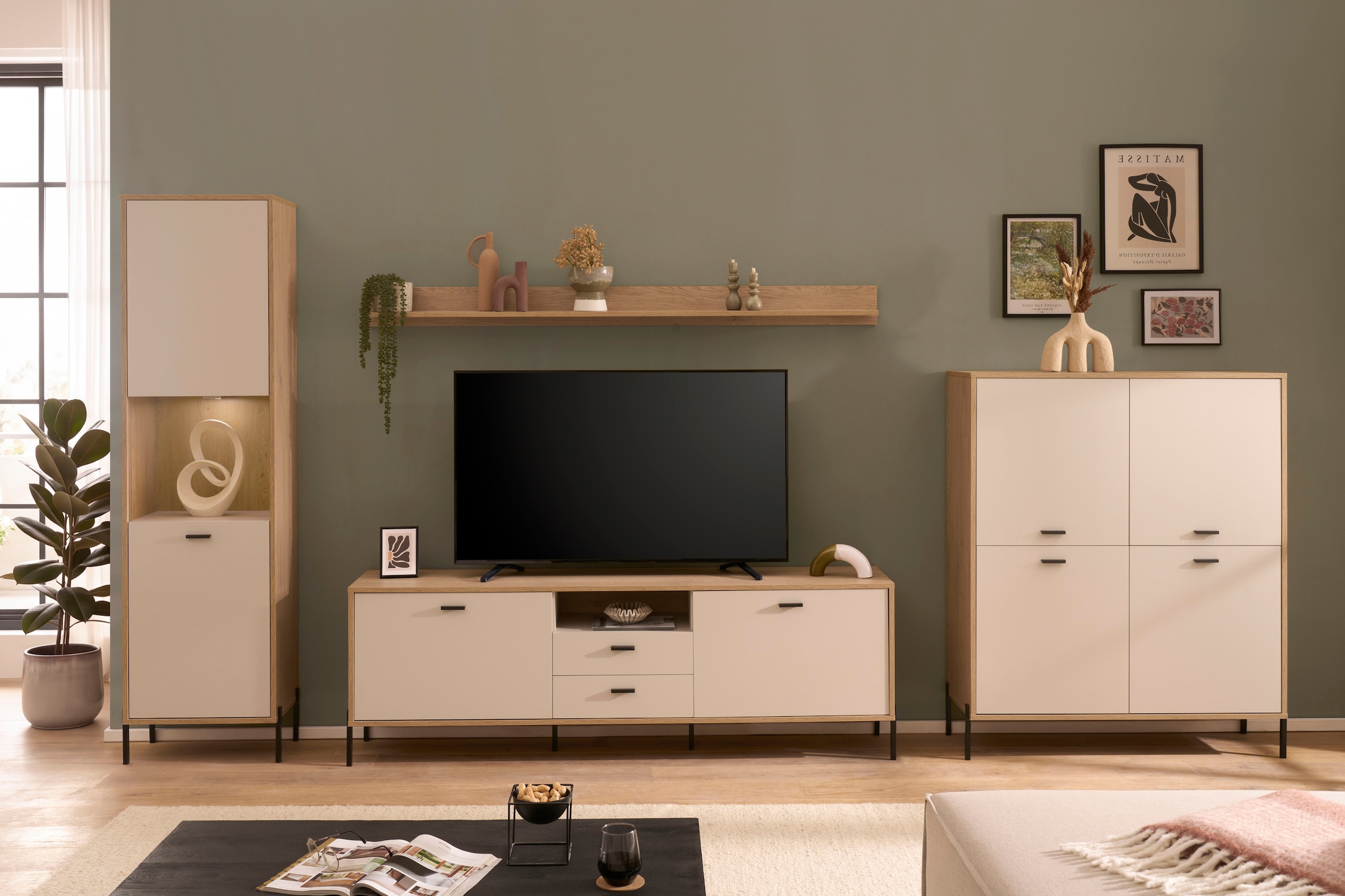 Home affaire Wohnwand »Fredericia, moderne Anbauwand, Komplettset in Kaschmir« Set, 4 Stk. tlg.