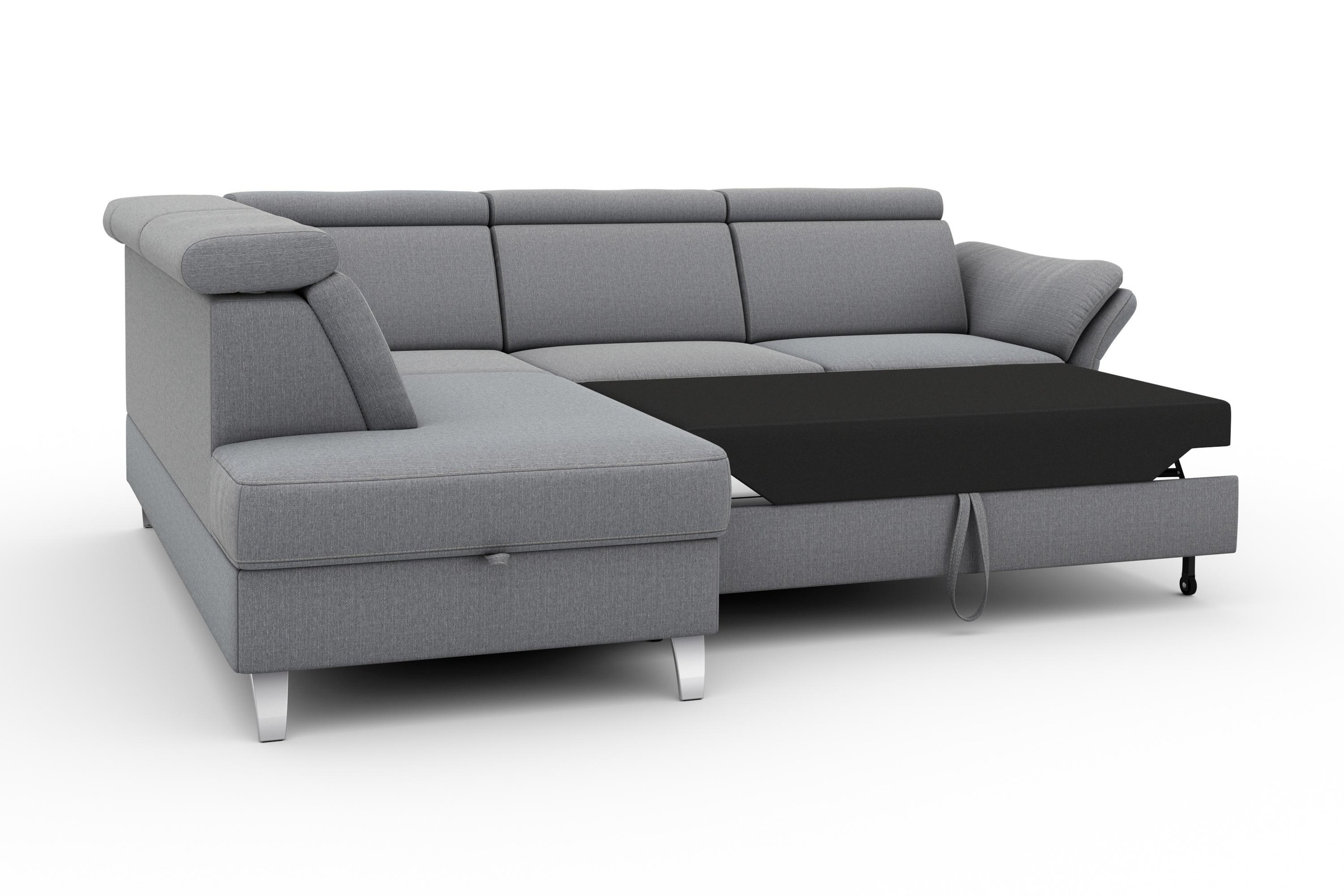 sit&more Ecksofa »Vincenzo L-Form«, inklusive Kopfteilverstellung, wahlweise mit Bettfunktion, Bettkasten