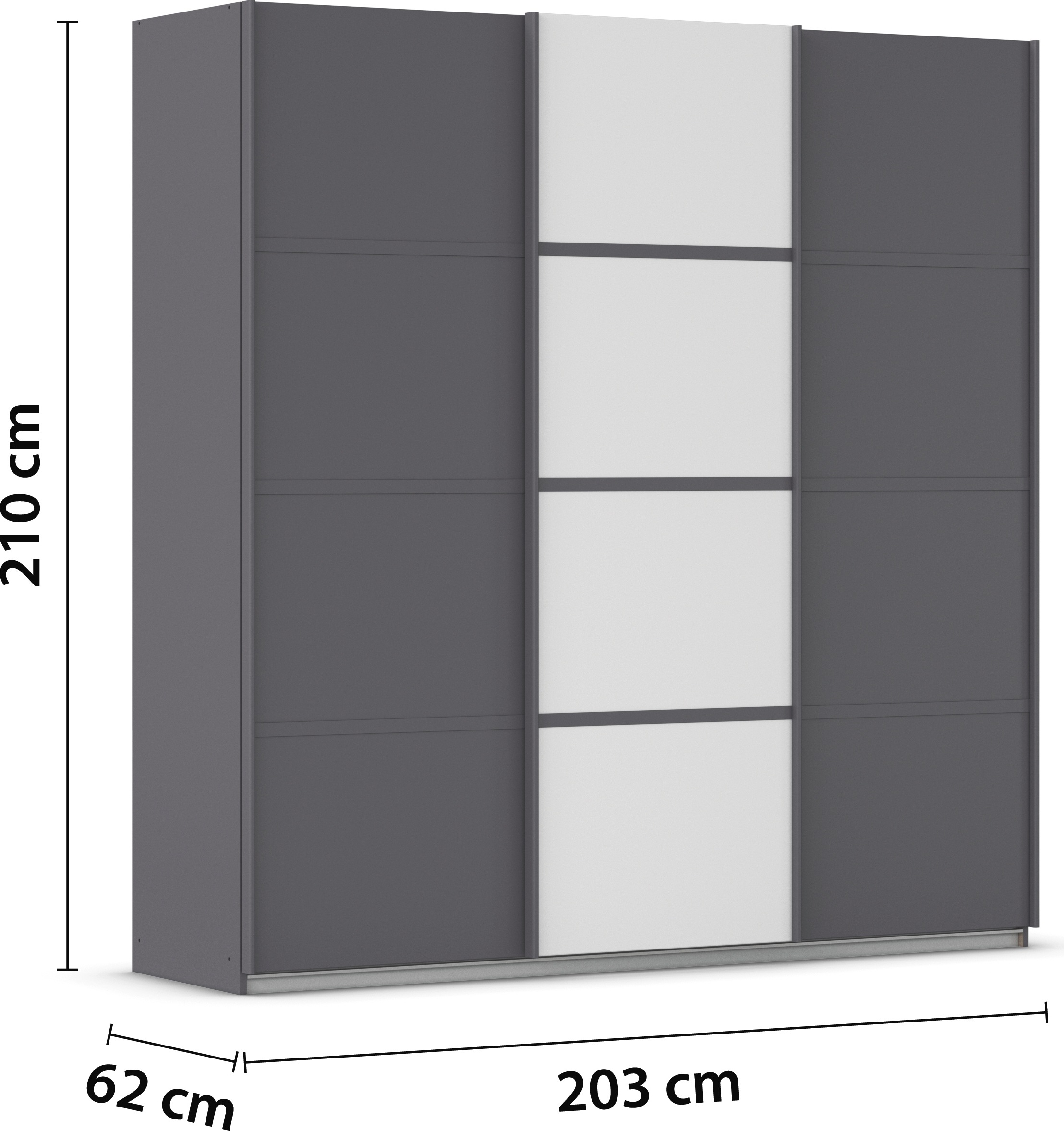 rauch Kleiderschrank »Schwebetürenschrank OTTO´s Choice Garderobe Schrank TOP ANGEBOT Avola«, (in 3 verschiedenen Ausstattungen BASIC/CLASSIC/PREMIUM), mit eleganten Zierleisten in Chrom, Schwarz oder Weiß MADE IN GERMANY