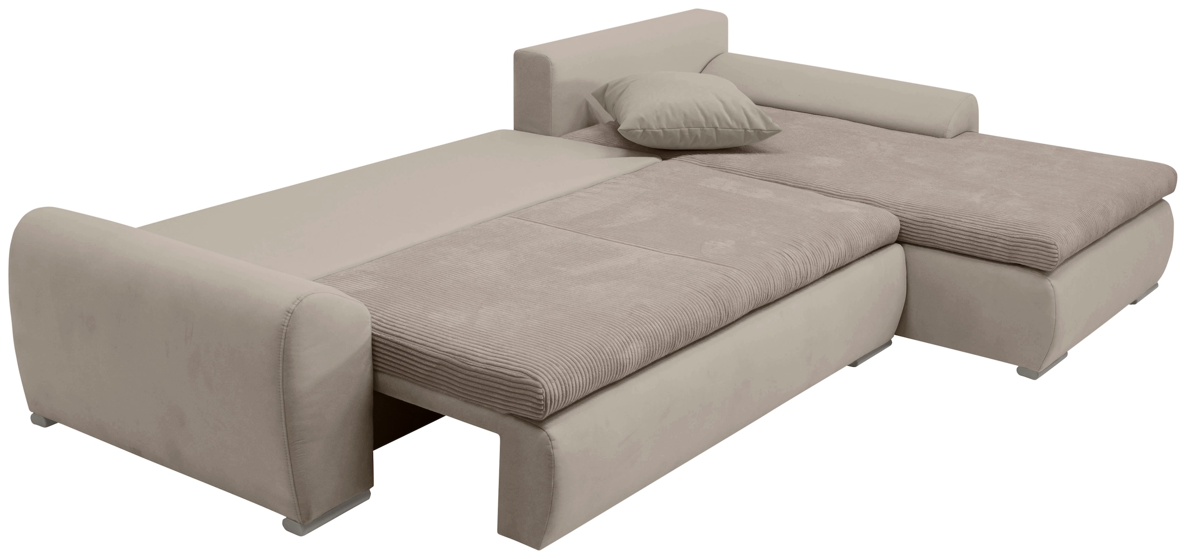 Home affaire Ecksofa »Win L-Form«, optional mit Schlaffunktion und Bettkasten, taupe, Cord