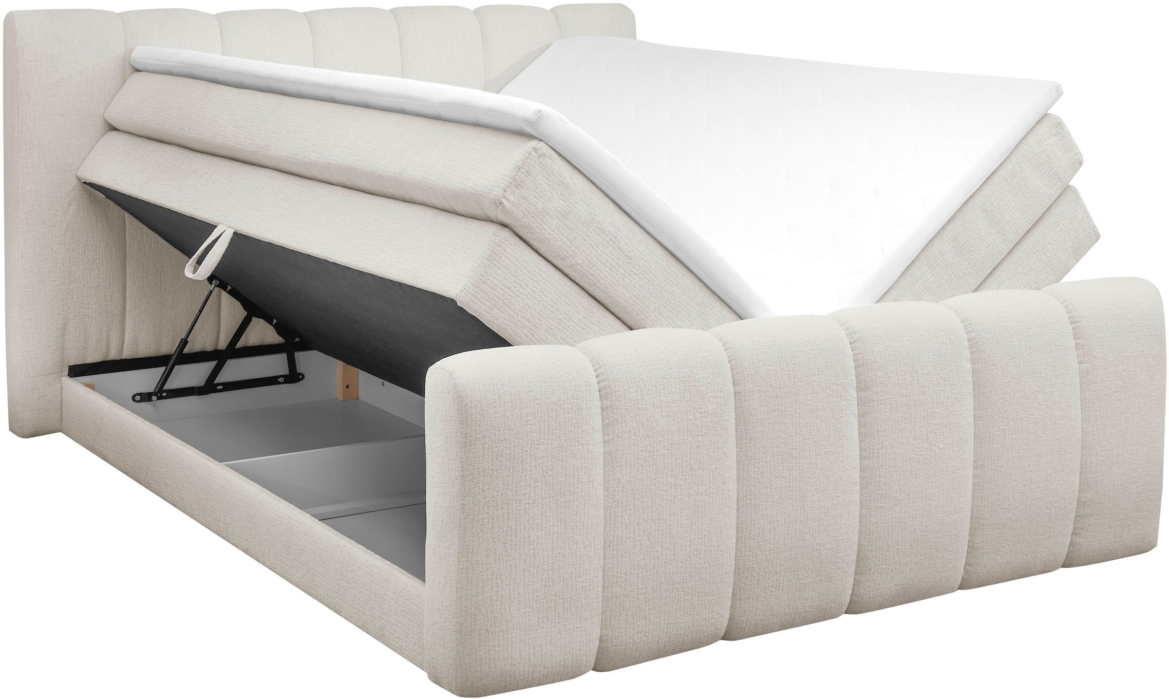 ED EXCITING DESIGN Boxspringbett »Chuck in der Breite 180cm, inkl. Bettkasten« inkl. Tonnentaschen-Federkernmatratze & Kaltschaum-Topper