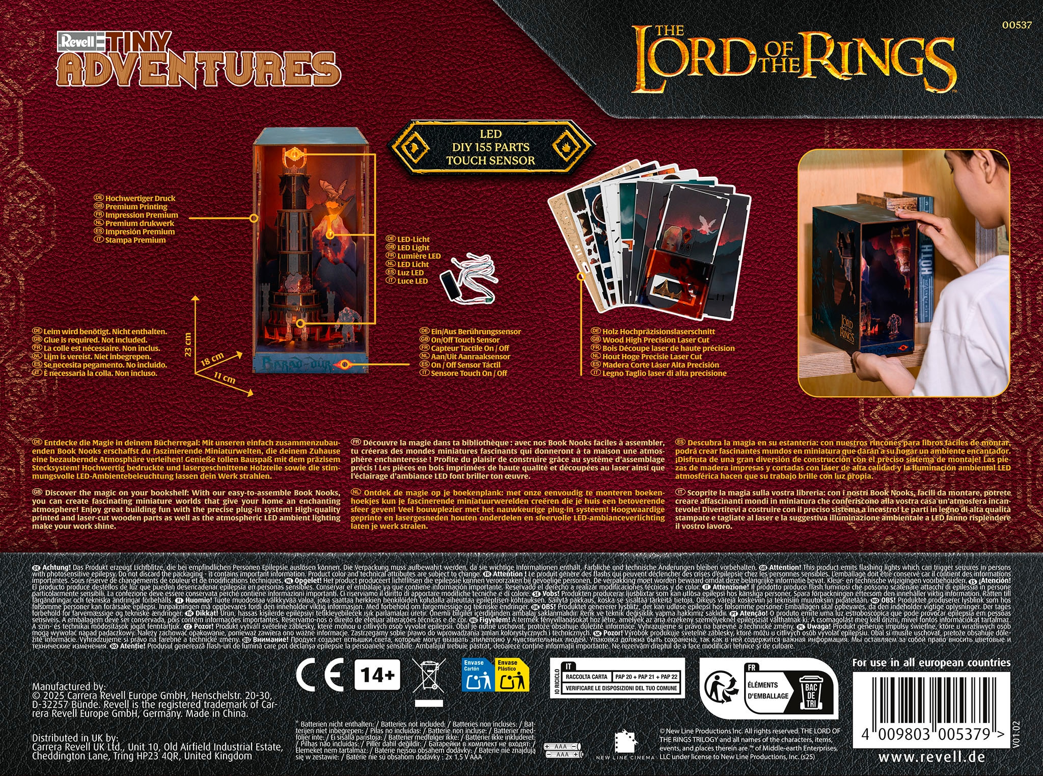 Revell® 3D-Puzzle »Book Nook, Tiny Adventures Herr der Ringe Barad-Dûr«, Buchstütze; mit LED-Beleuchtung