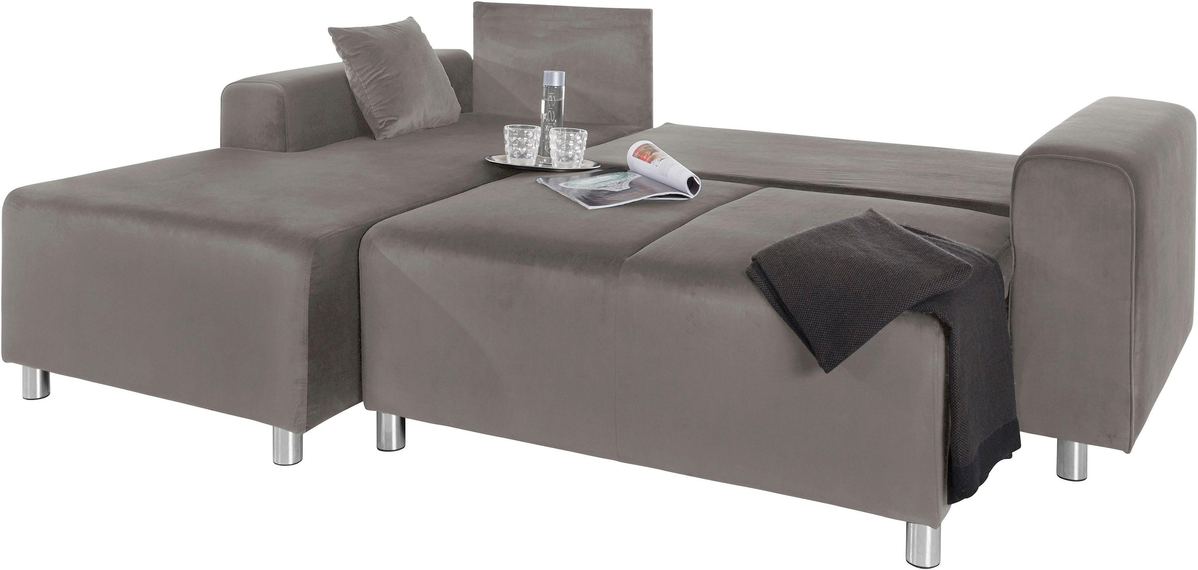 Guido Maria Kretschmer Home&Living Ecksofa »Györ«, L-Form, wahlweise mit Bettfunktion und Bettkasten incl. 2 Zierkissen