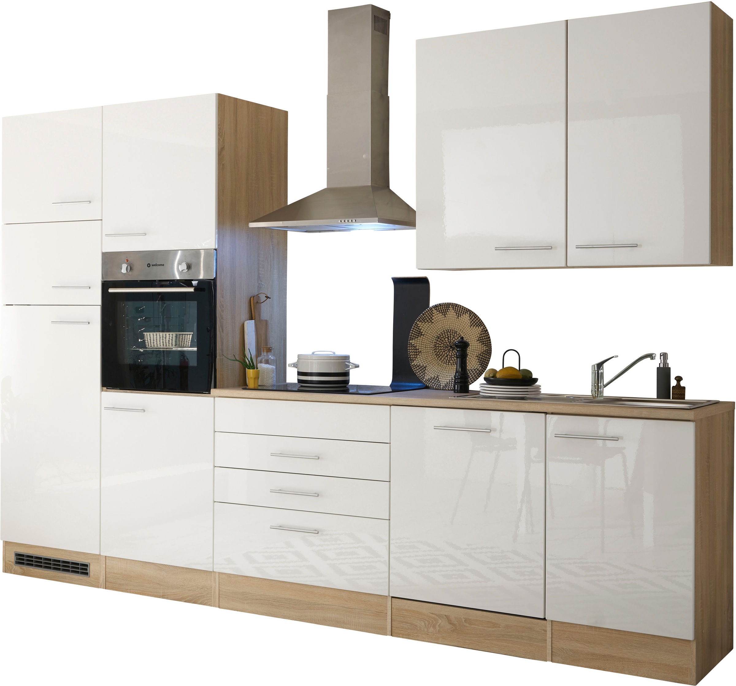 BASIC by Balculina Küche »Laurel«, Breite 310 cm, mit E-Geräten