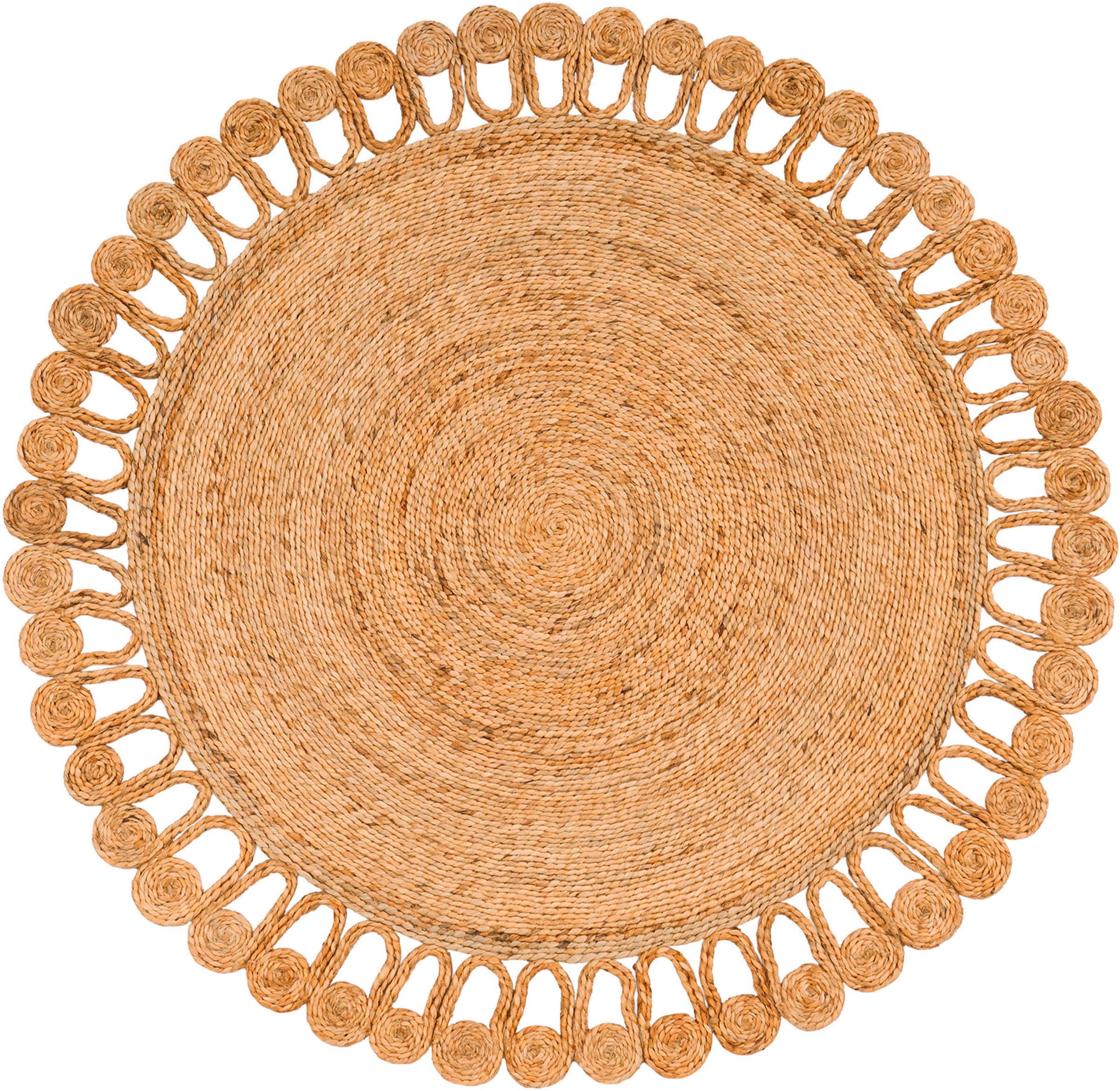 Paco Home Teppich »Viborg 597«, rund, 13 mm Höhe, handgefertigter Natur-Teppich, Jute, Modern, Boho, Ethno