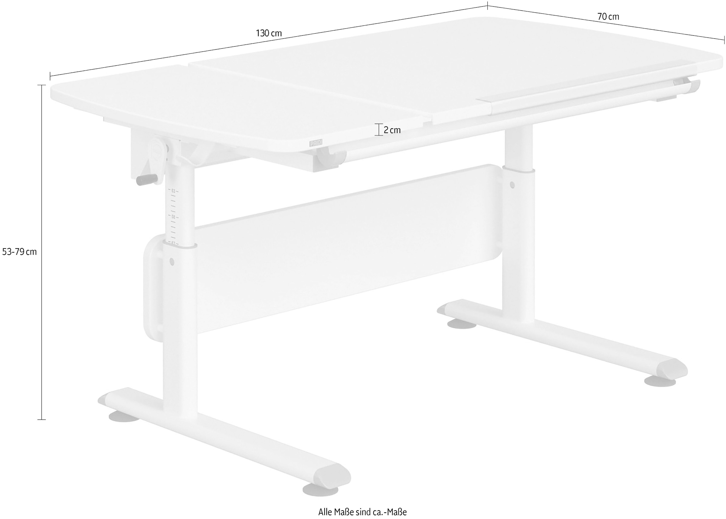 PAIDI Kinderschreibtisch »DIEGO CURVED GT, Schülerschreibtisch, ergonomisch, mitwachsend«, stufenlos höhenverstellbar, geteilte Tischplatte neigbar