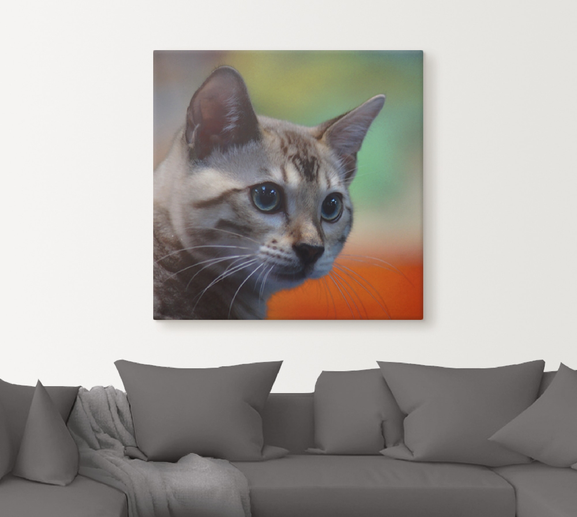 Artland Wandbild »Weiße Bengalkatze«, Haustiere, (1 St.), als Alubild, Leinwandbild, Wandaufkleber oder Poster in versch. Größen