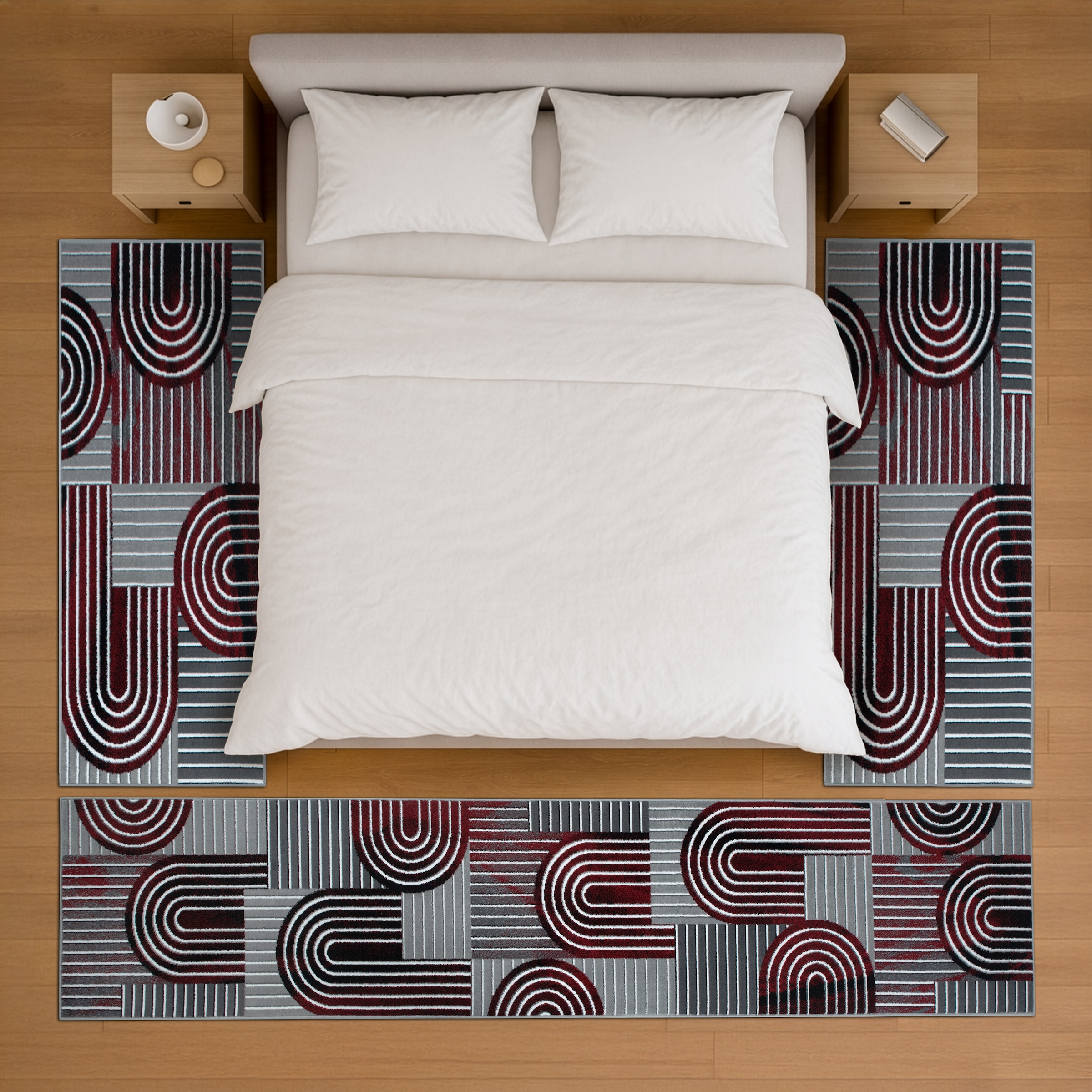 OTTO home Bettumrandung »Lyssandra« Höhe 8 mm 3 tlg. tlg. 3D-Effekt, softer Kurzflor, pflegeleicht, leichter Glanz, Scandi-Look