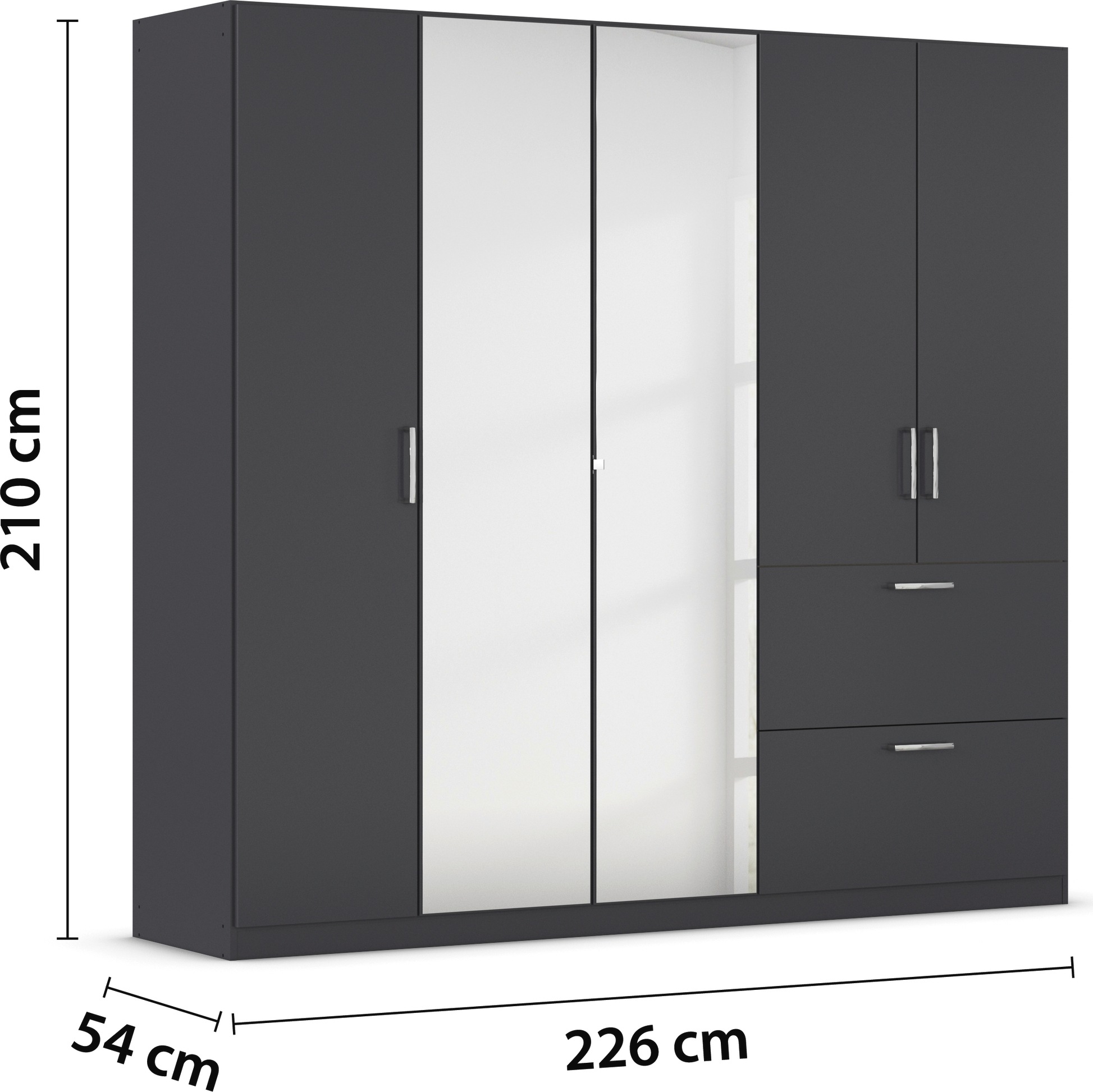 rauch Drehtürenschrank »Kleiderschrank Schrank Garderobe Schlafzimmerschrank PADUA«, voll aufgelegte Spiegeltüren, zwei große Schubladen MADE IN GERMANY